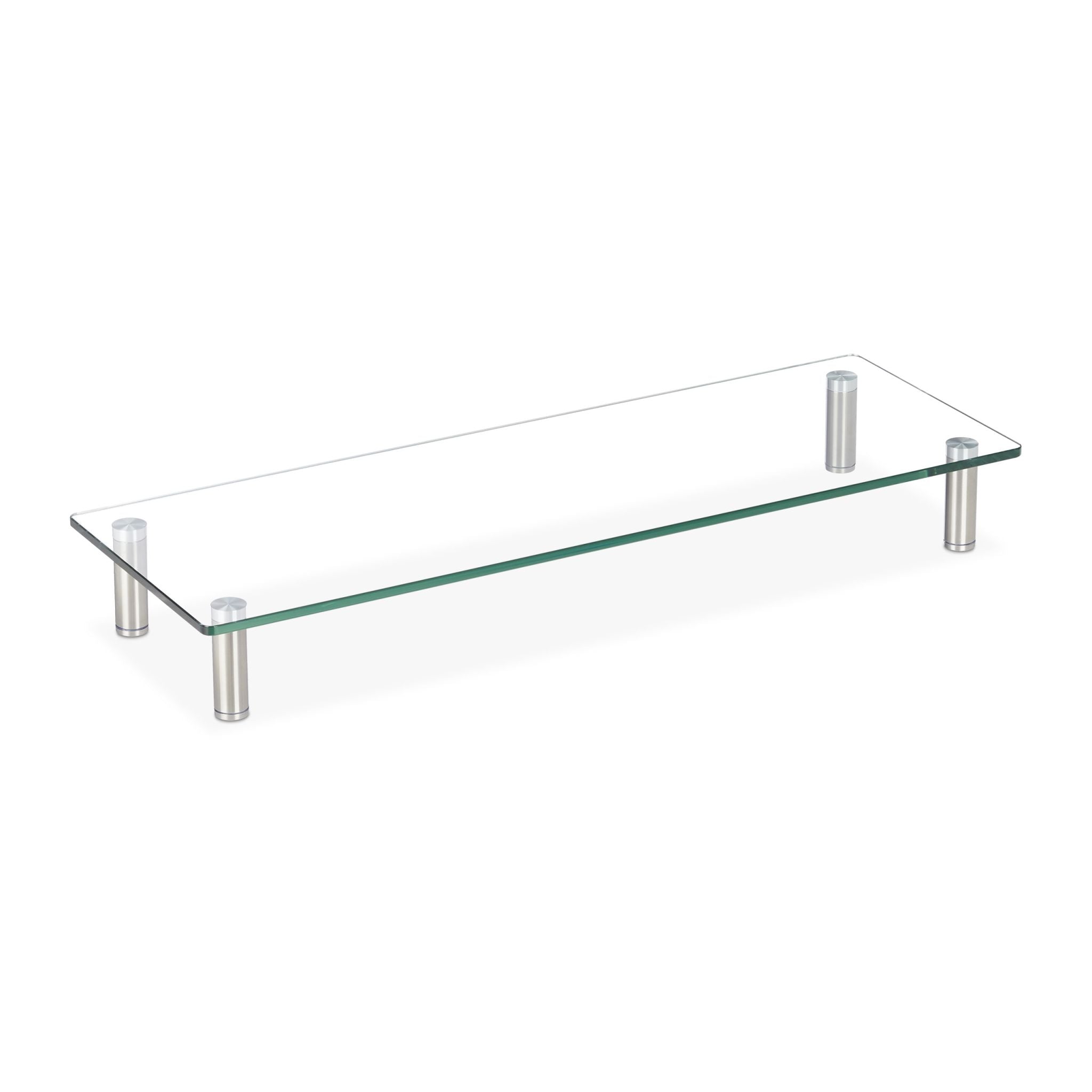 Bildschirmständer Glas Silber-Transparent von Relaxdays