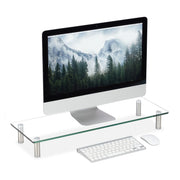 Bildschirmständer Glas Silber-Transparent von Relaxdays