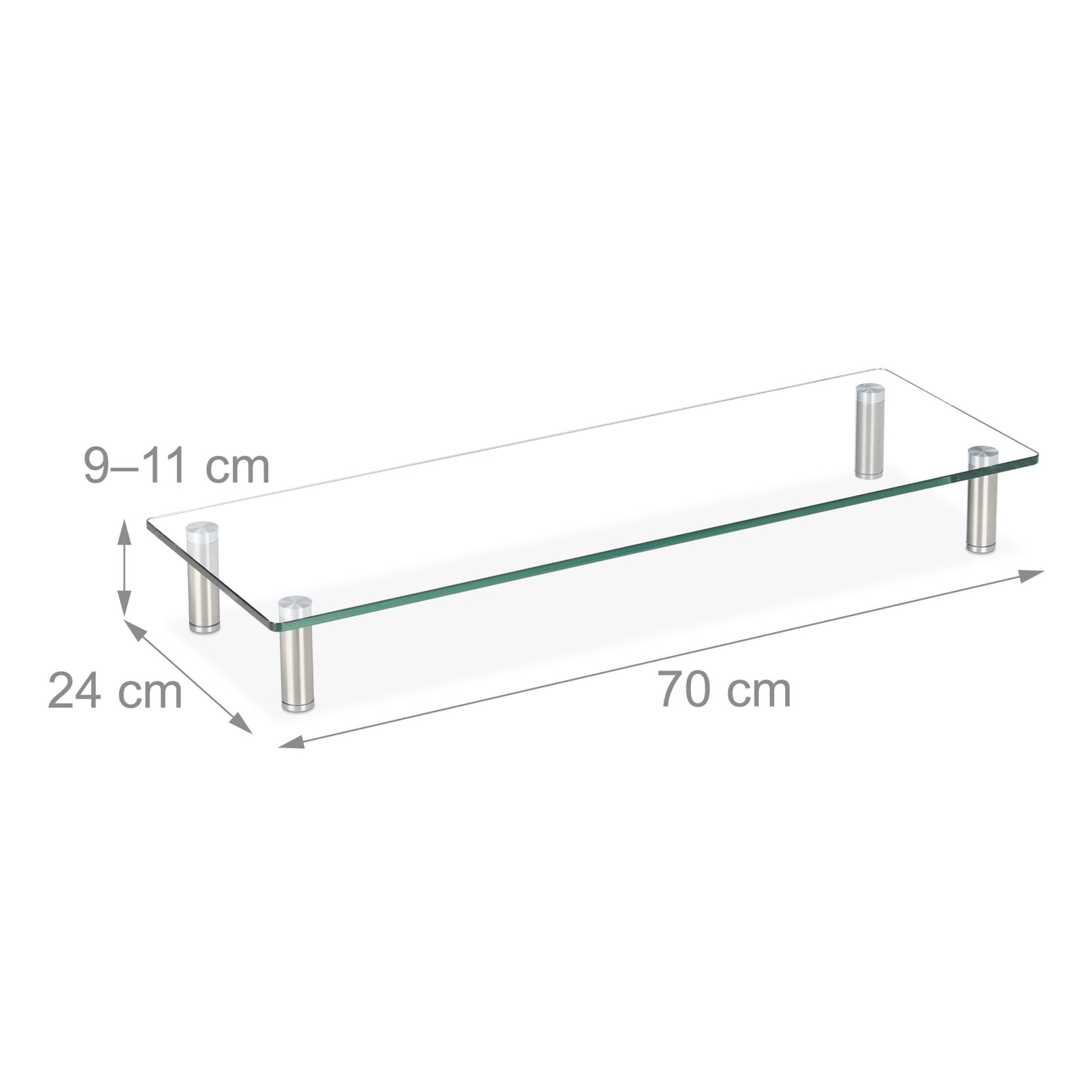 Bildschirmständer Glas Silber-Transparent von Relaxdays
