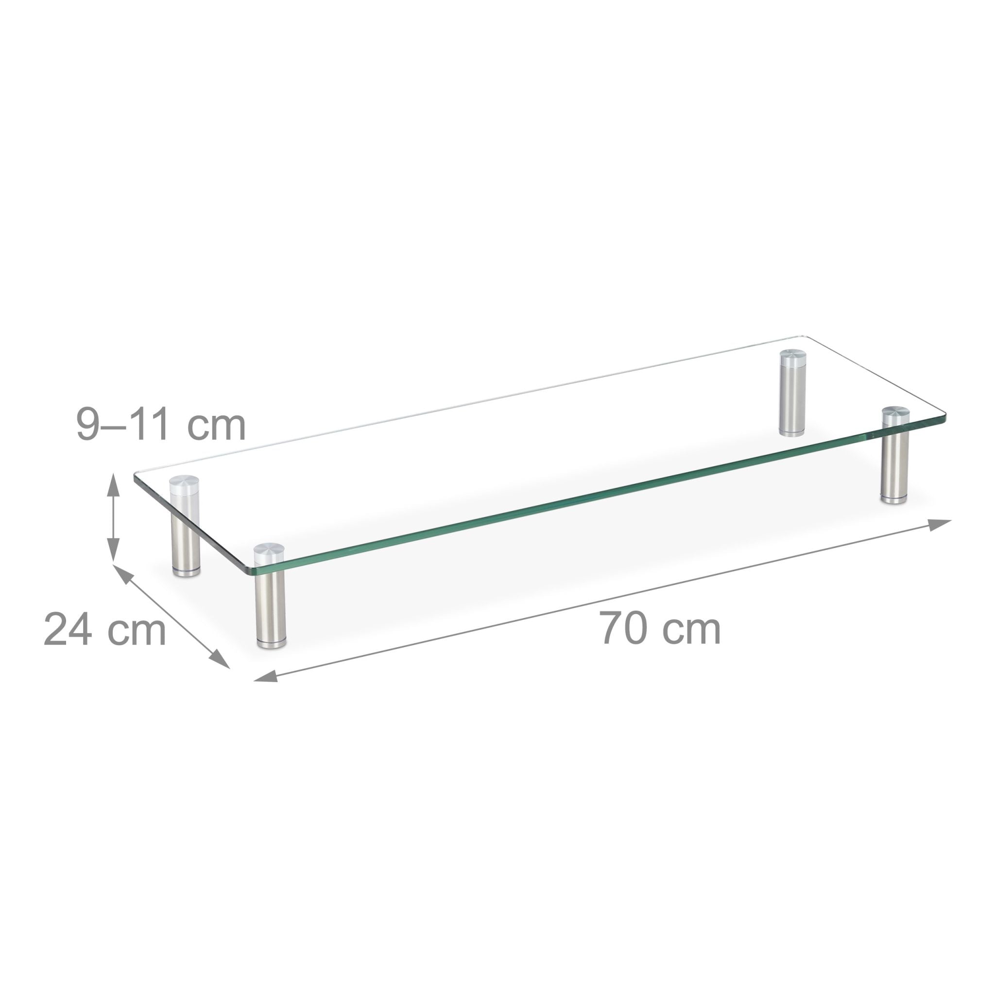 Bildschirmständer Glas Silber-Transparent von Relaxdays