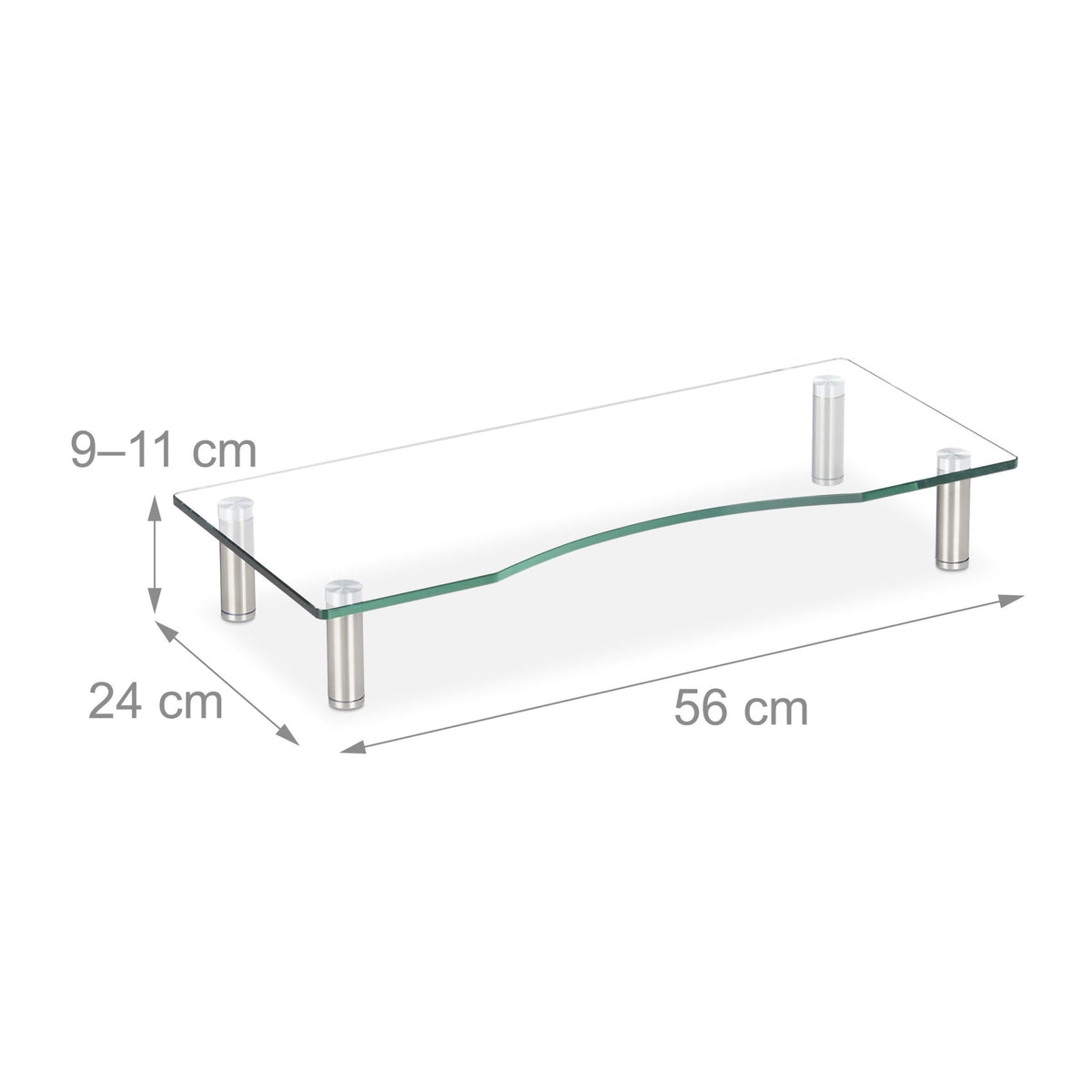 Bildschirmständer Glas Silber-Transparent von Relaxdays