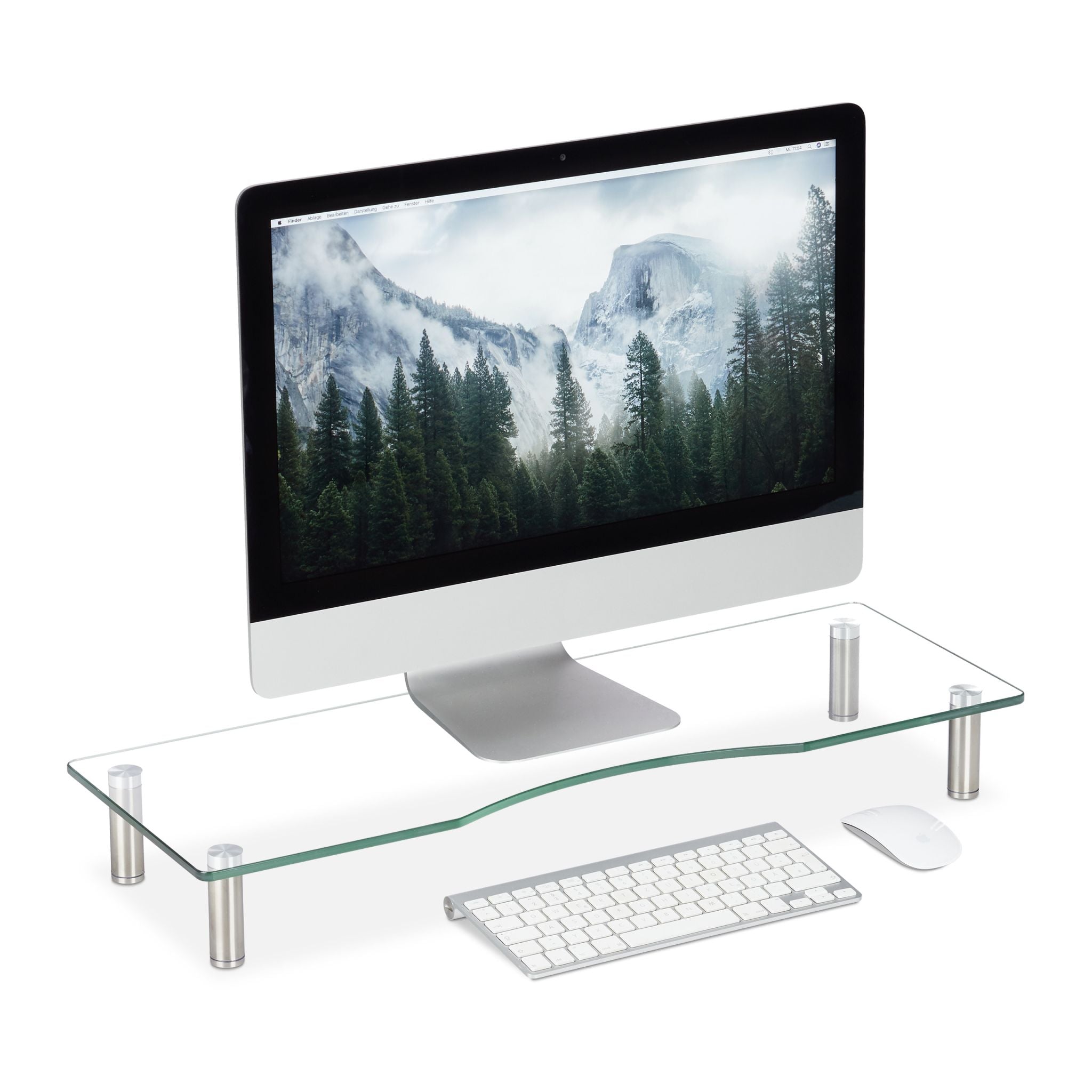 Bildschirmständer Glas Silber-Transparent von Relaxdays
