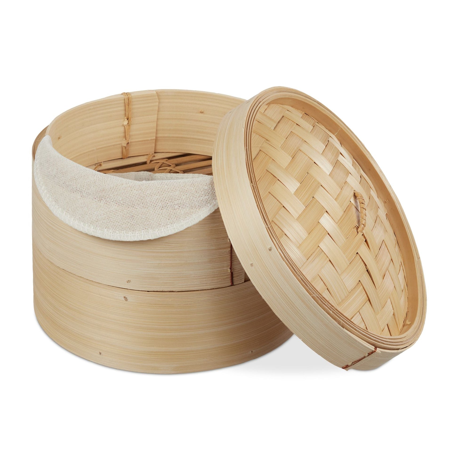 Dampfgarer Bambus 2 Etagen 20,5cm Hellbraun von Relaxdays