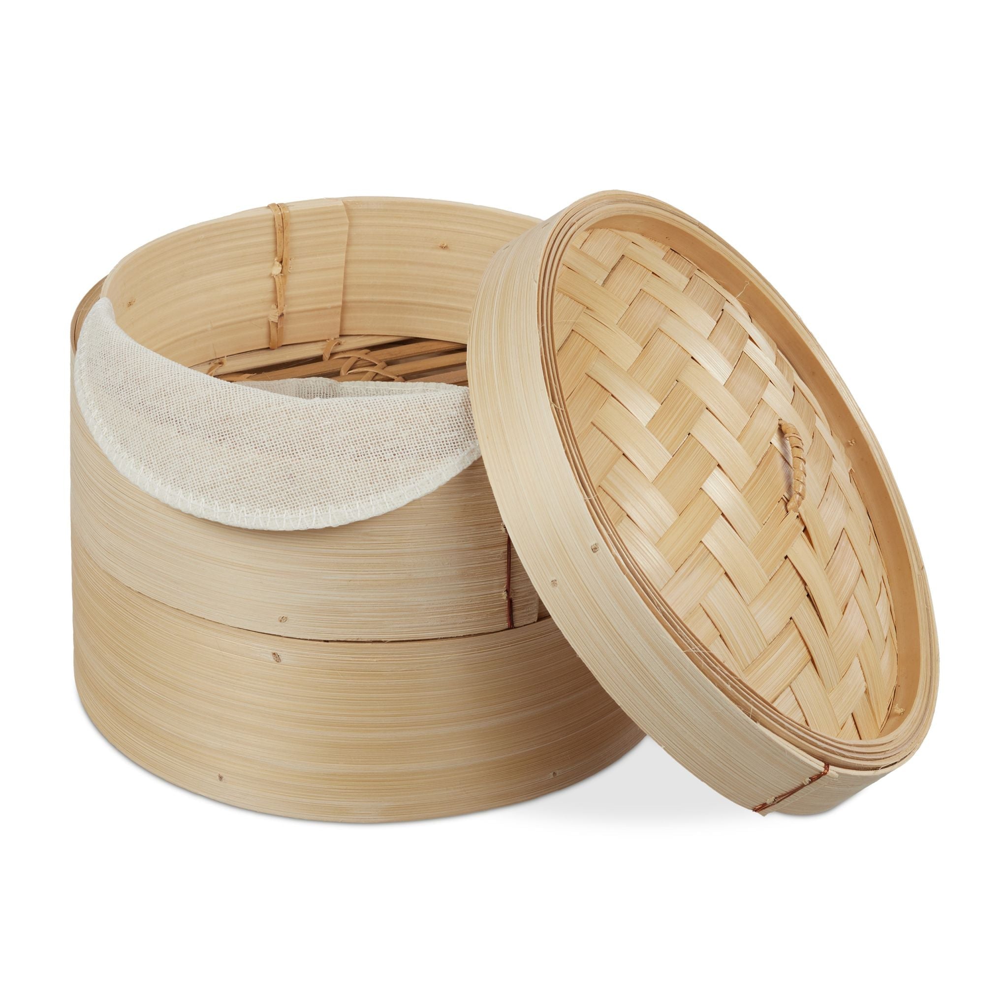 Dampfgarer Bambus 2 Etagen 20,5cm Hellbraun von Relaxdays