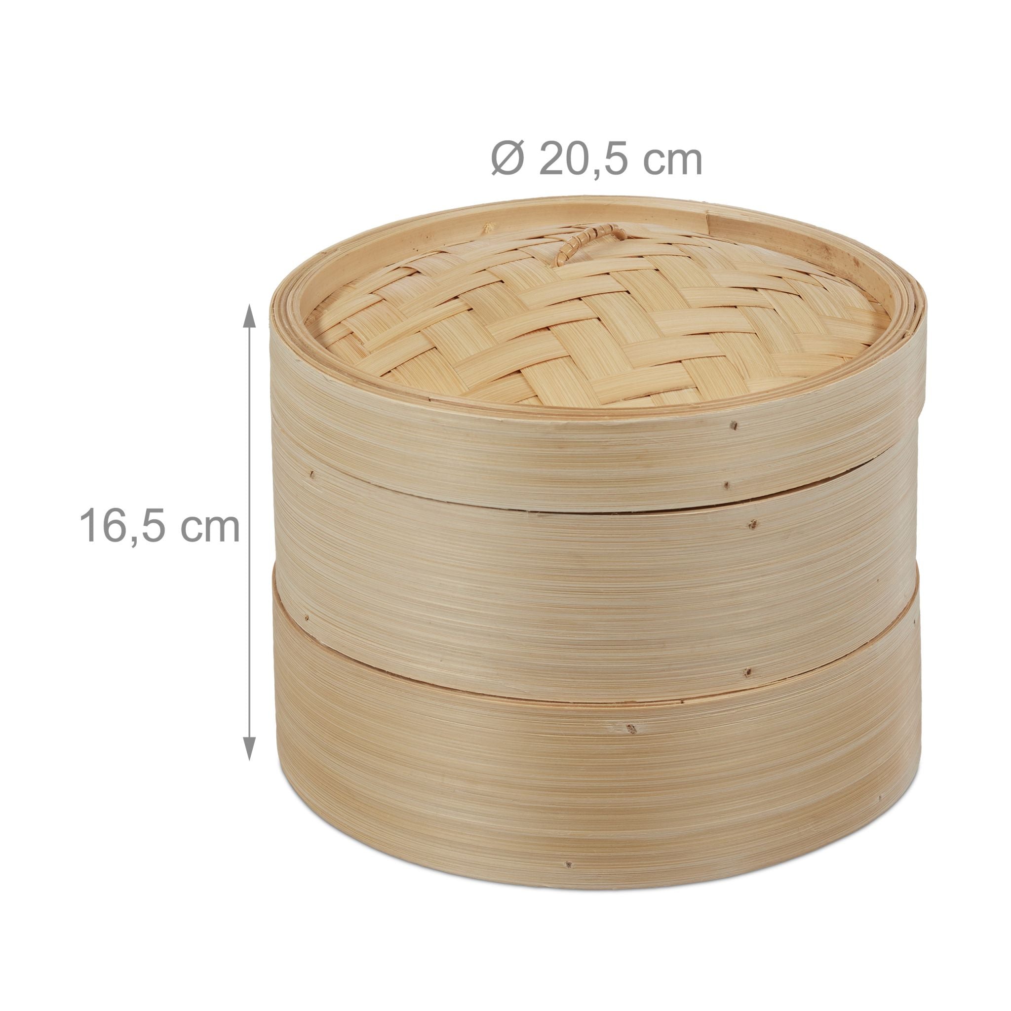 Dampfgarer Bambus 2 Etagen 20,5cm Hellbraun von Relaxdays