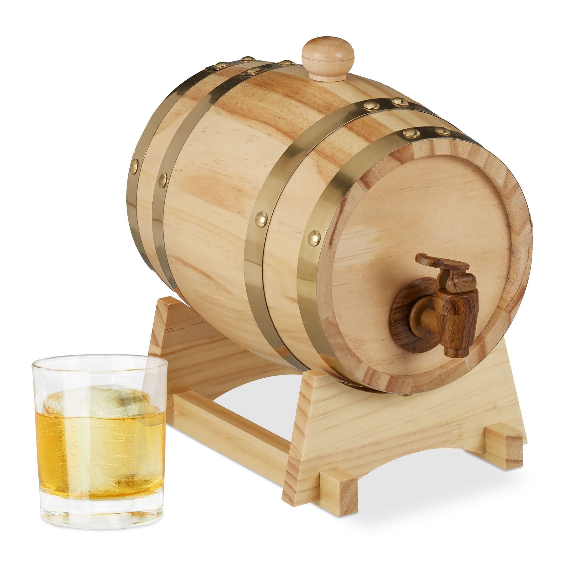 Holzfass 1,25L Dunkelbraun-Hellbraun von Relaxdays