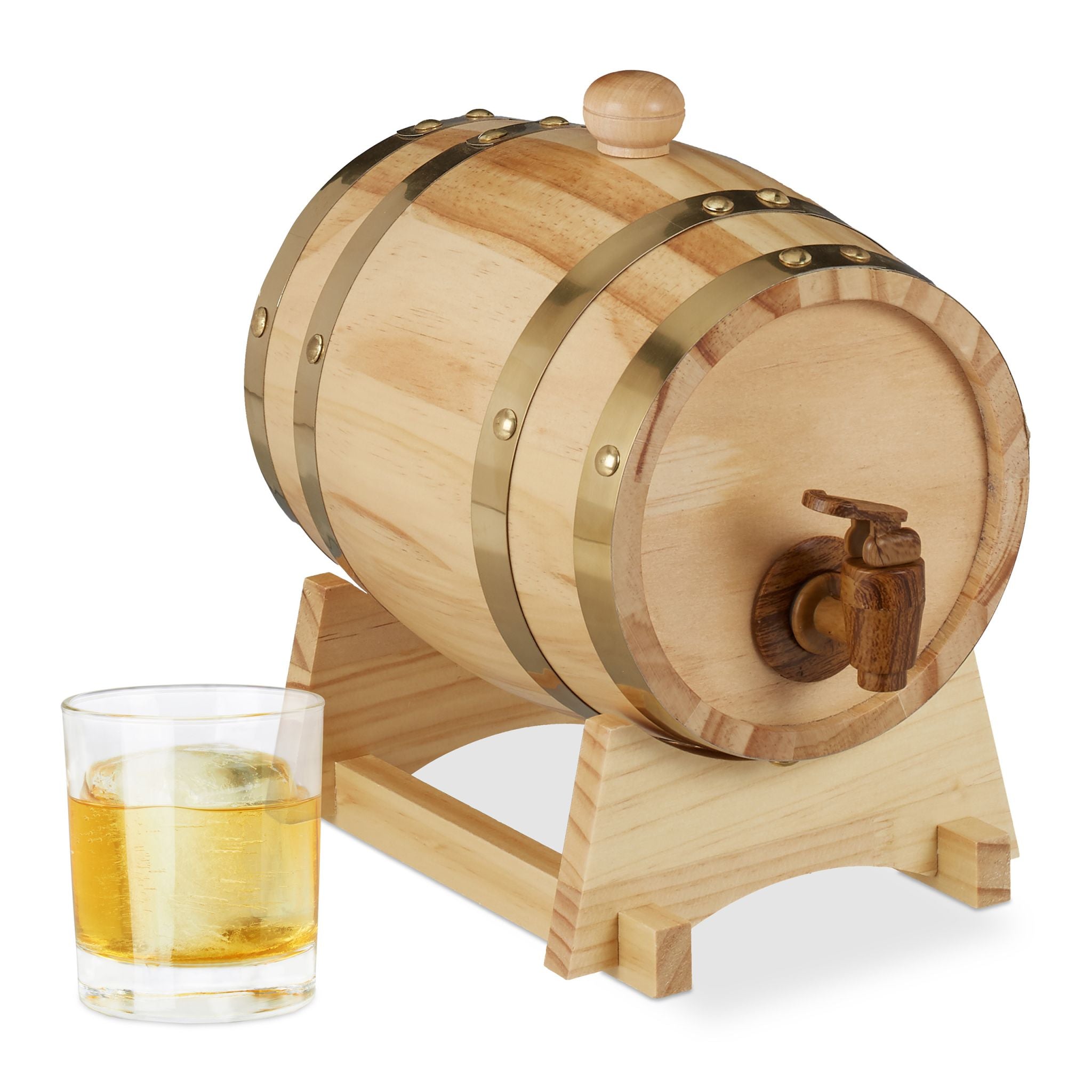 Holzfass 1,25L Dunkelbraun-Hellbraun von Relaxdays