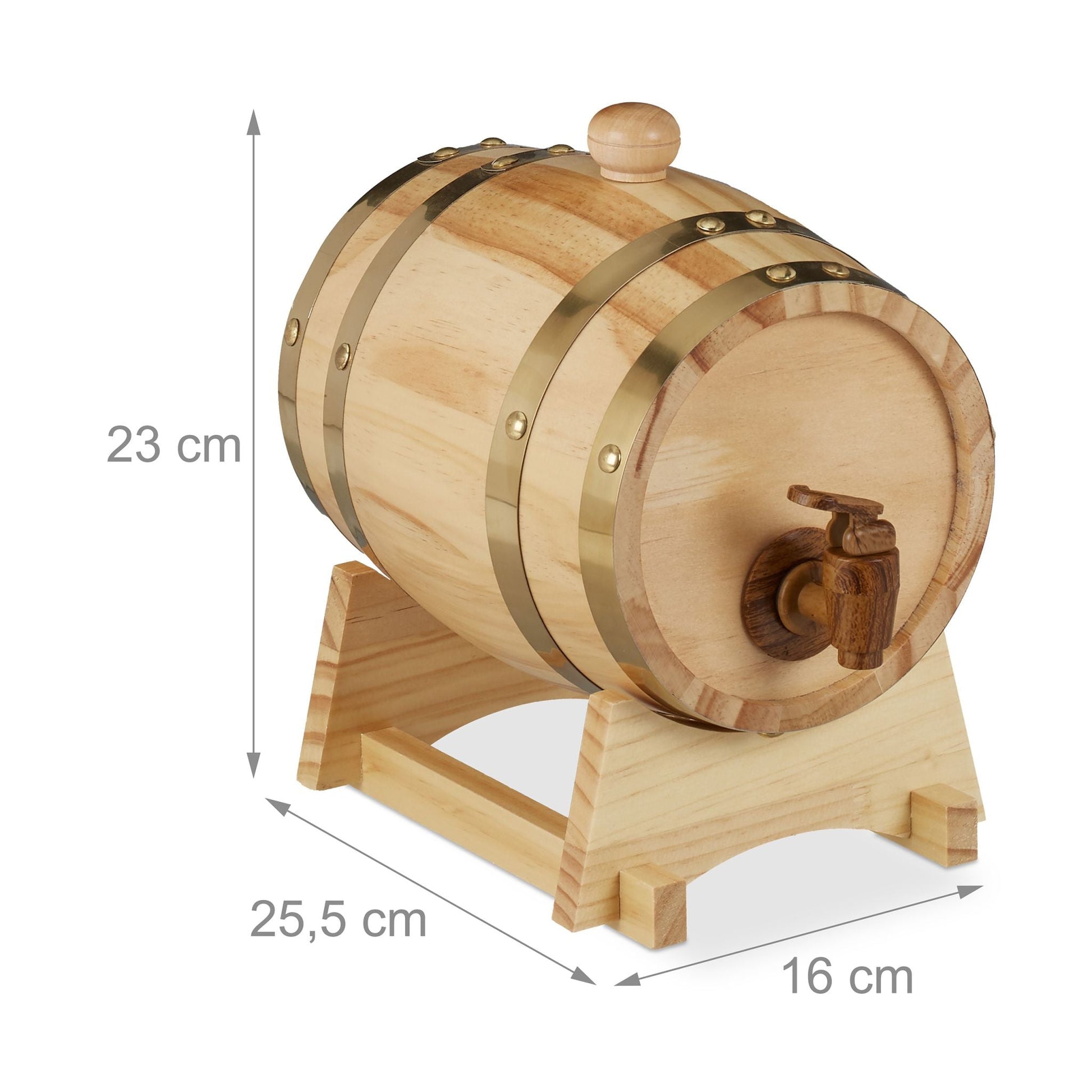 Holzfass 1,25L Dunkelbraun-Hellbraun von Relaxdays