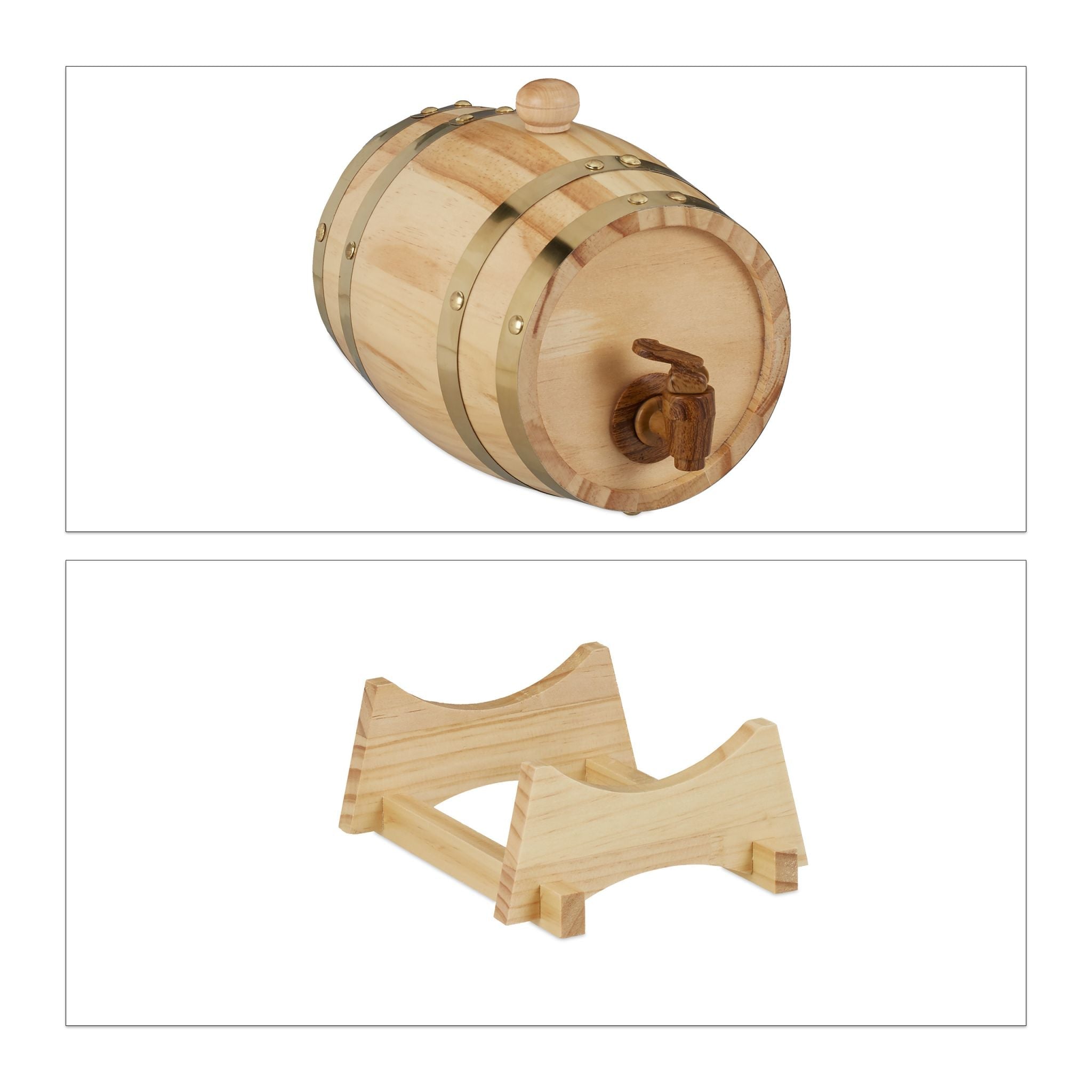Holzfass 1,25L Dunkelbraun-Hellbraun von Relaxdays