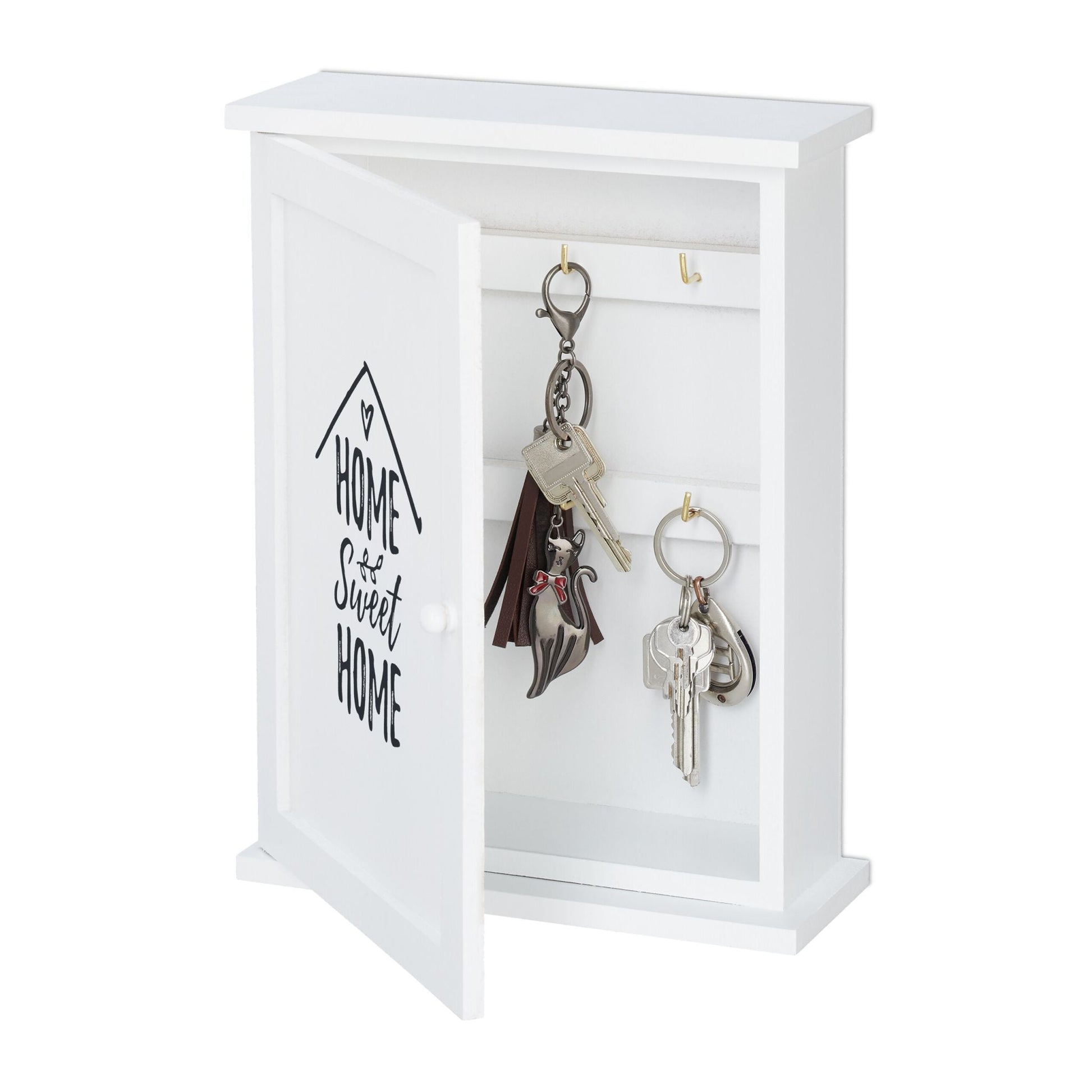 Schlüsselkasten Holz mit Motiv Weiss-Grau von Relaxdays