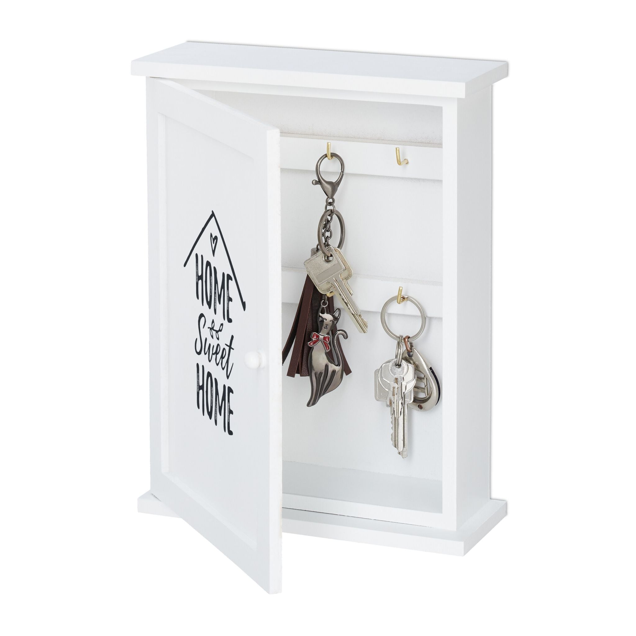 Schlüsselkasten Holz mit Motiv Weiss-Grau von Relaxdays