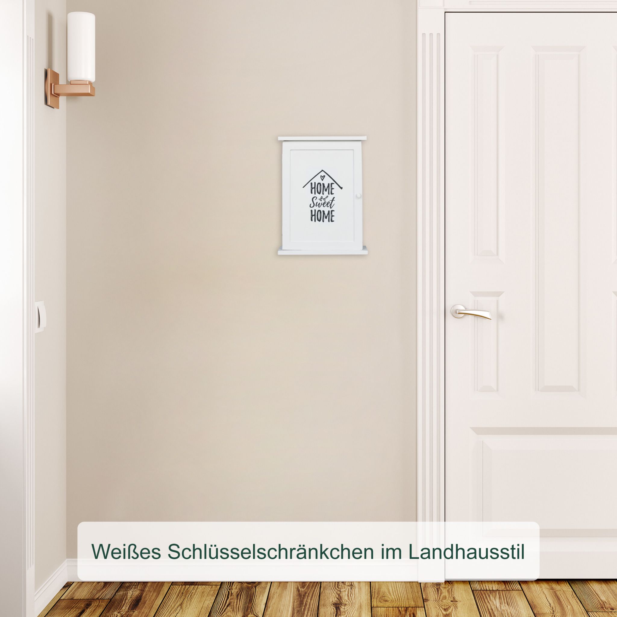 Schlüsselkasten Holz mit Motiv Weiss-Grau von Relaxdays