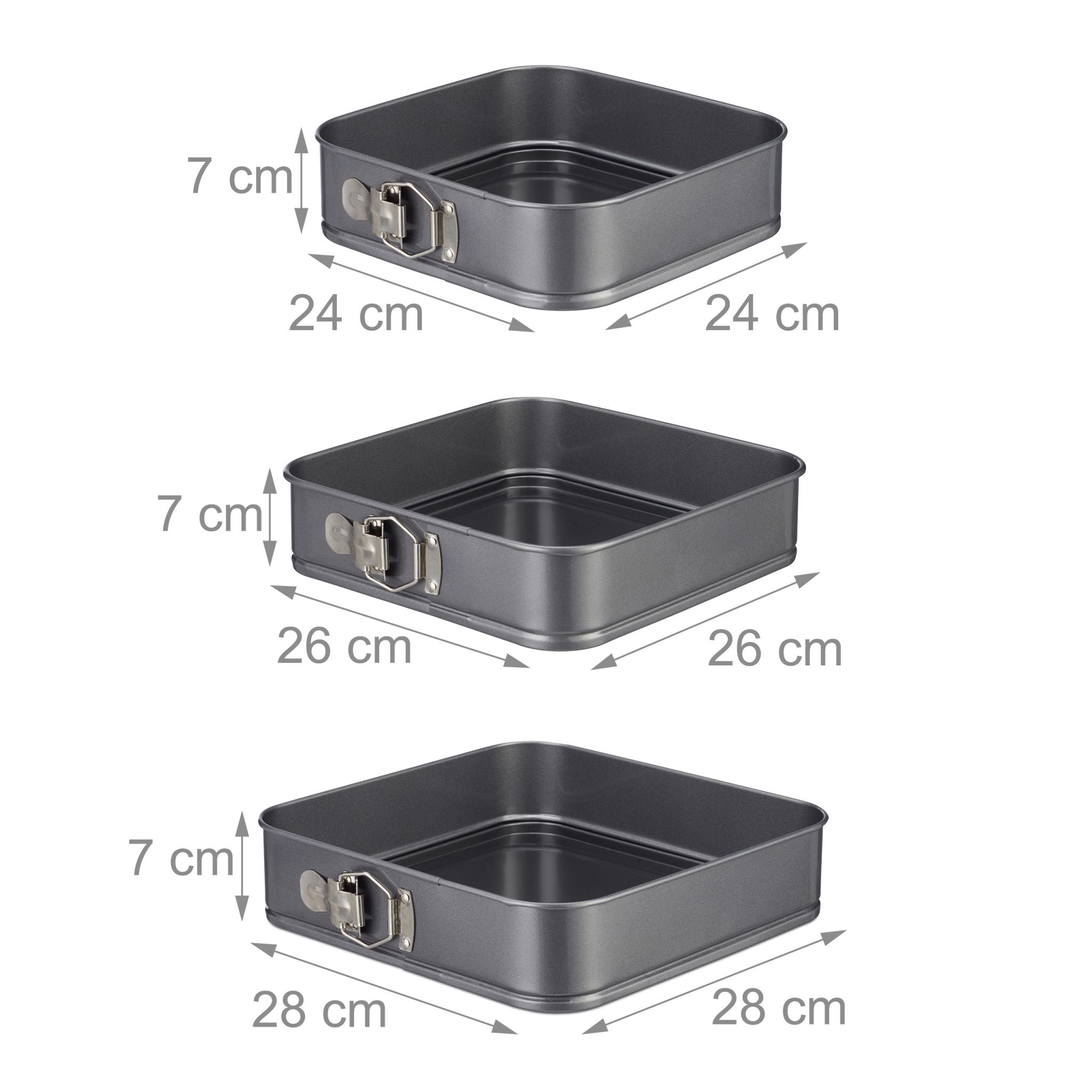 Quadratische Springform 3er-Set Anthrazit von Relaxdays