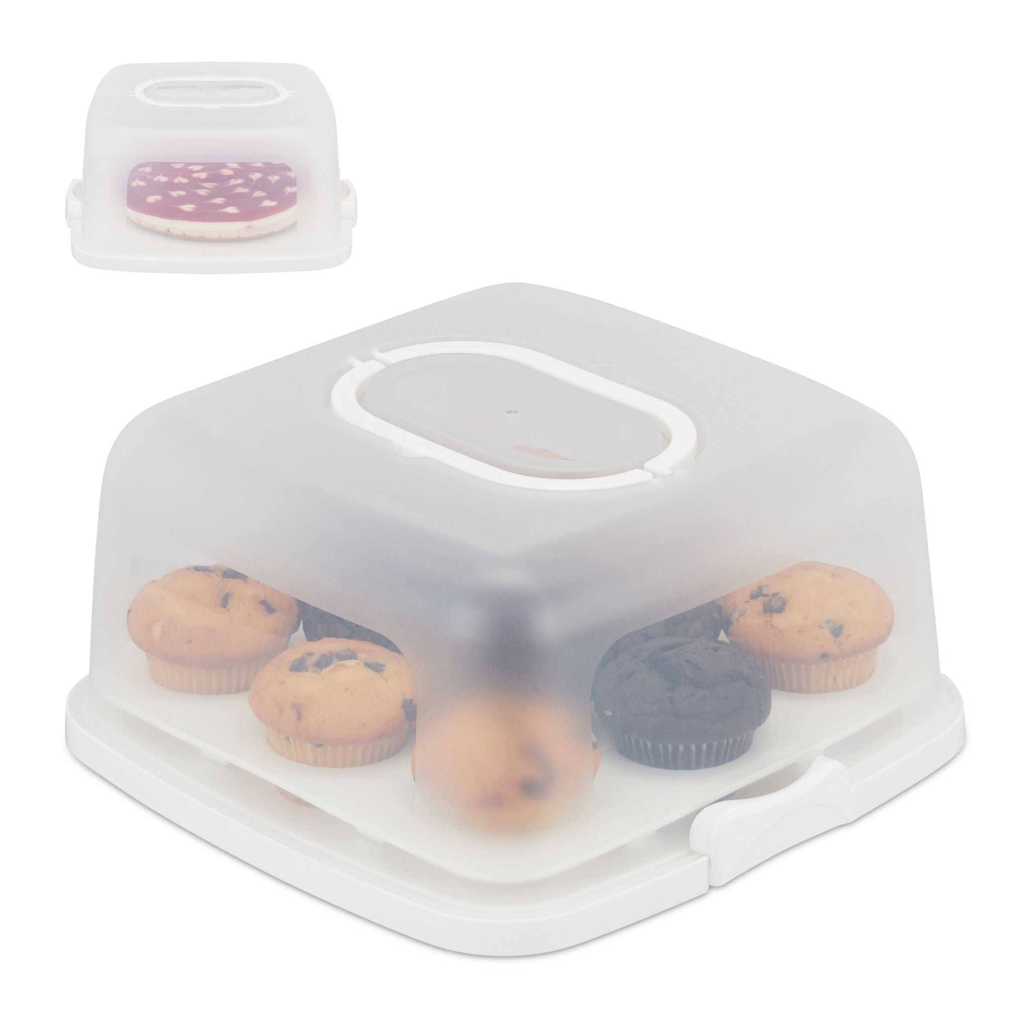 Eckige Kuchenbox Weiss-Transparent von Relaxdays