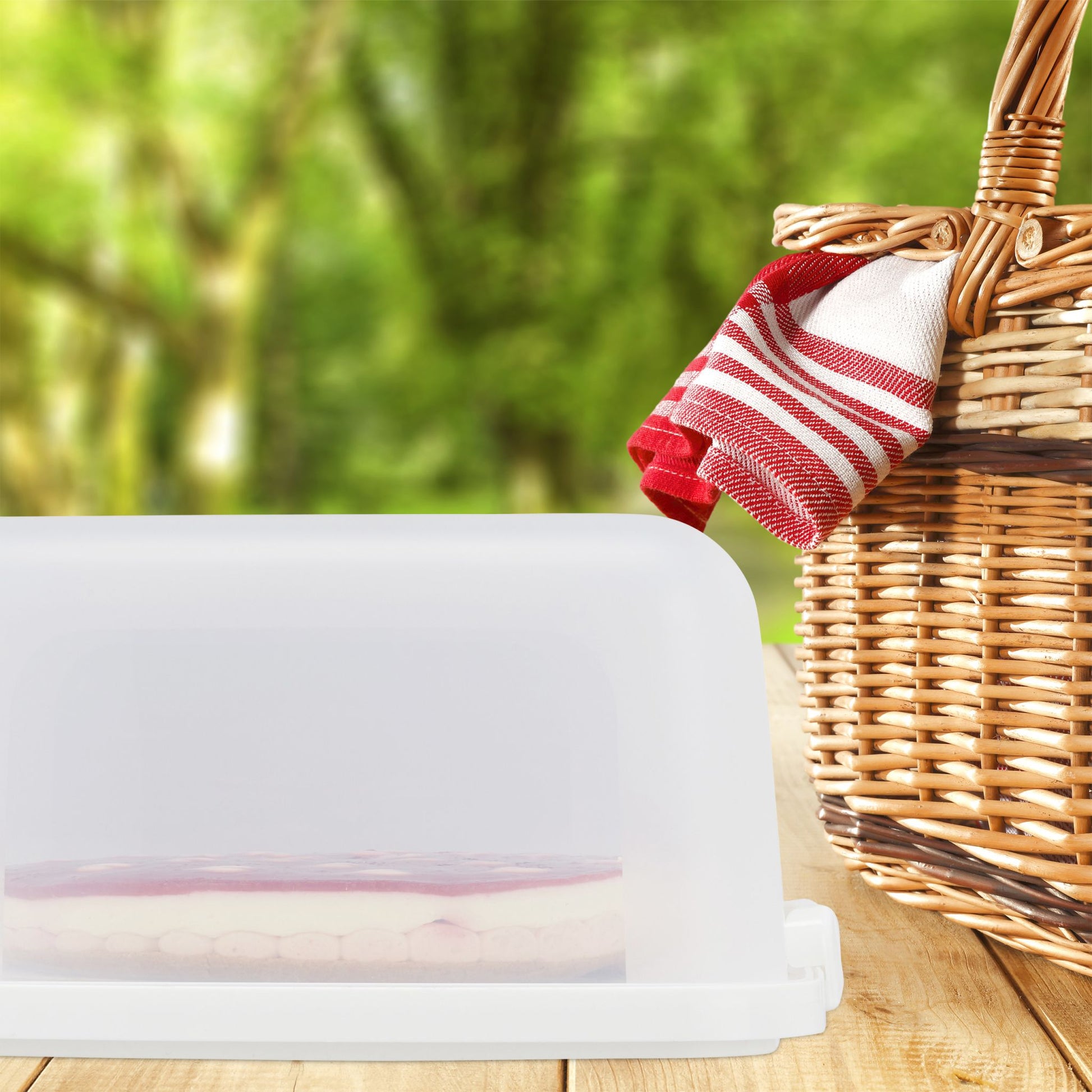 Eckige Kuchenbox Weiss-Transparent von Relaxdays