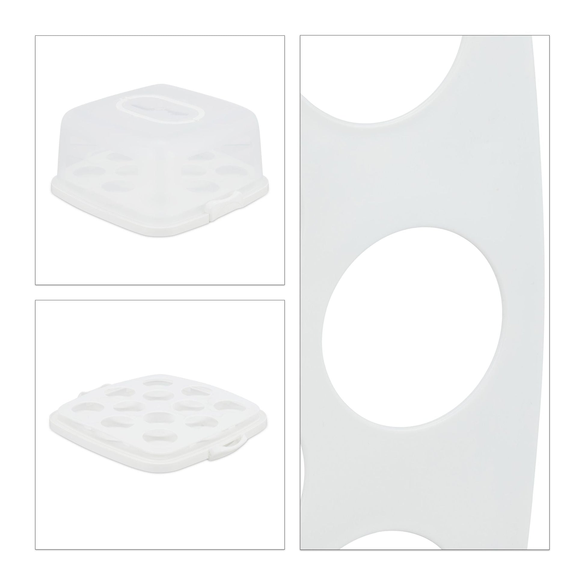 Eckige Kuchenbox Weiss-Transparent von Relaxdays