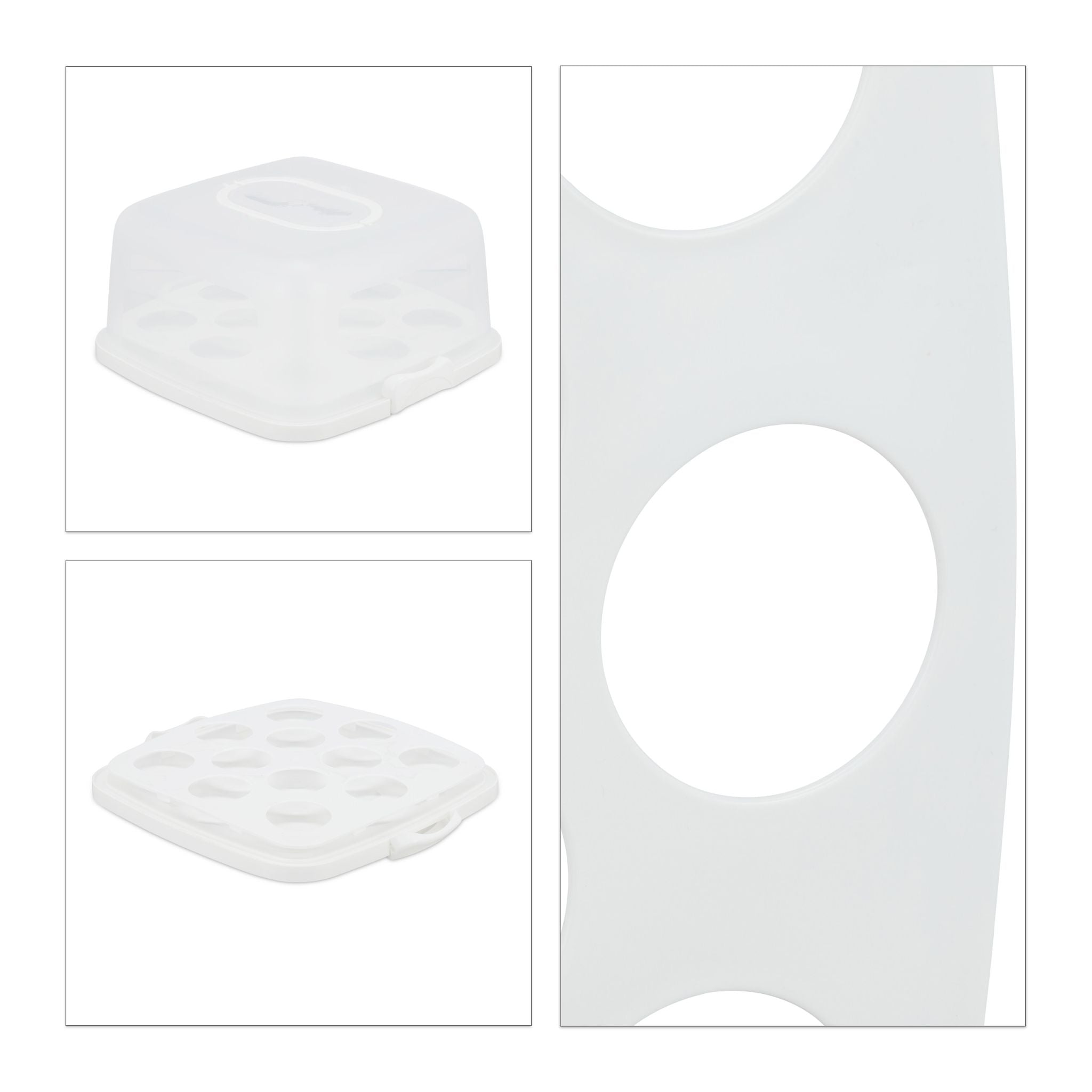 Eckige Kuchenbox Weiss-Transparent von Relaxdays
