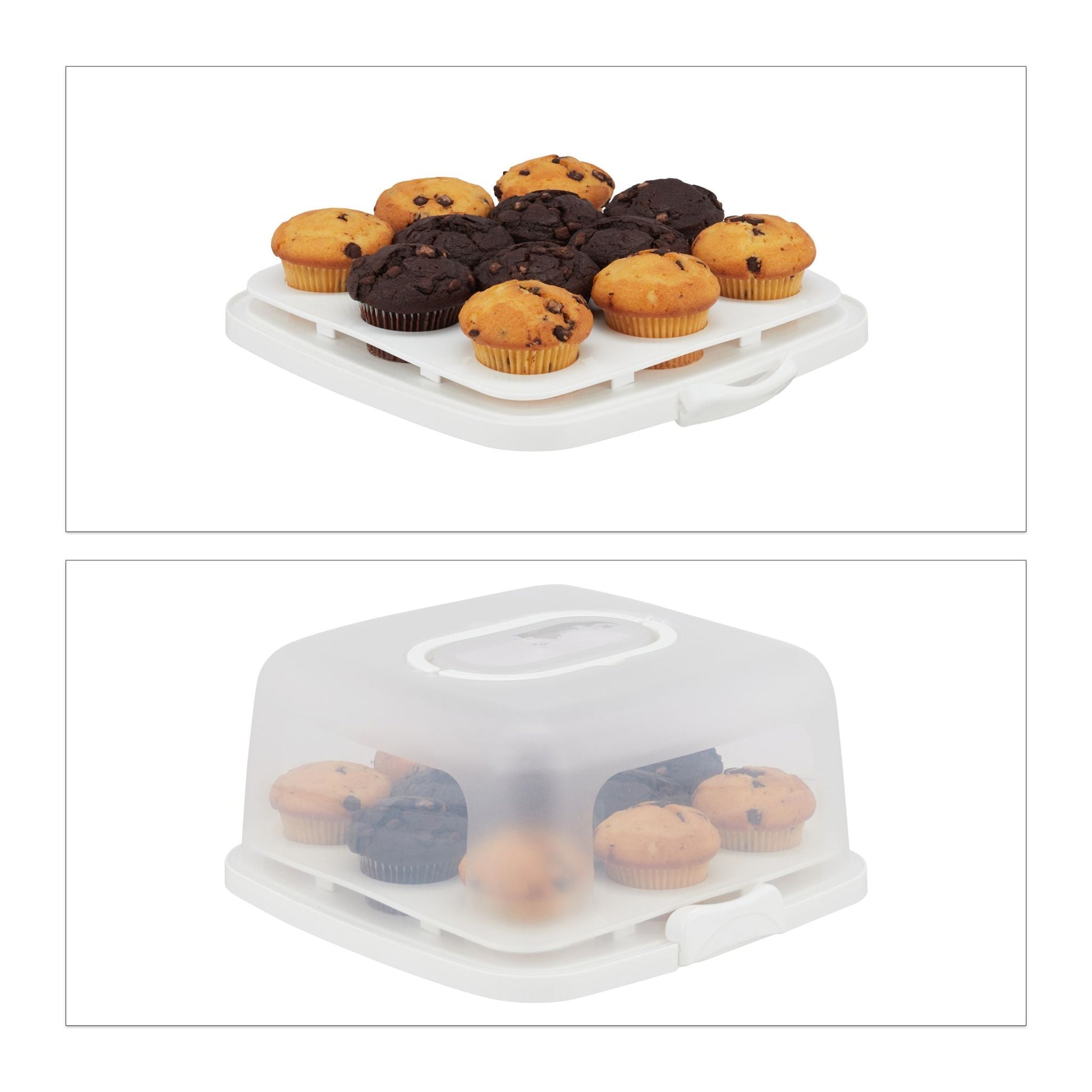 Eckige Kuchenbox Weiss-Transparent von Relaxdays
