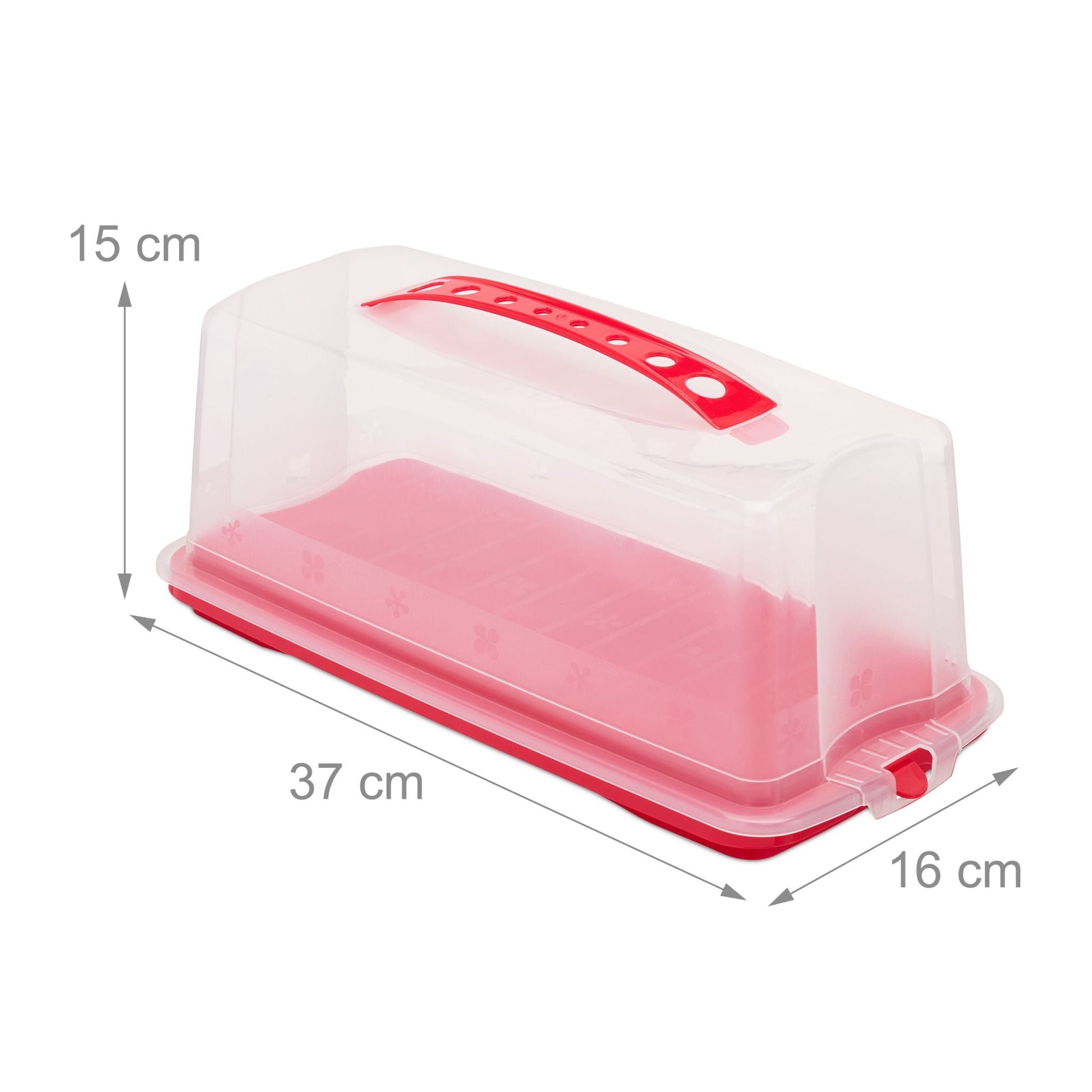 Eckige Kuchenbox Rot-Transparent von Relaxdays