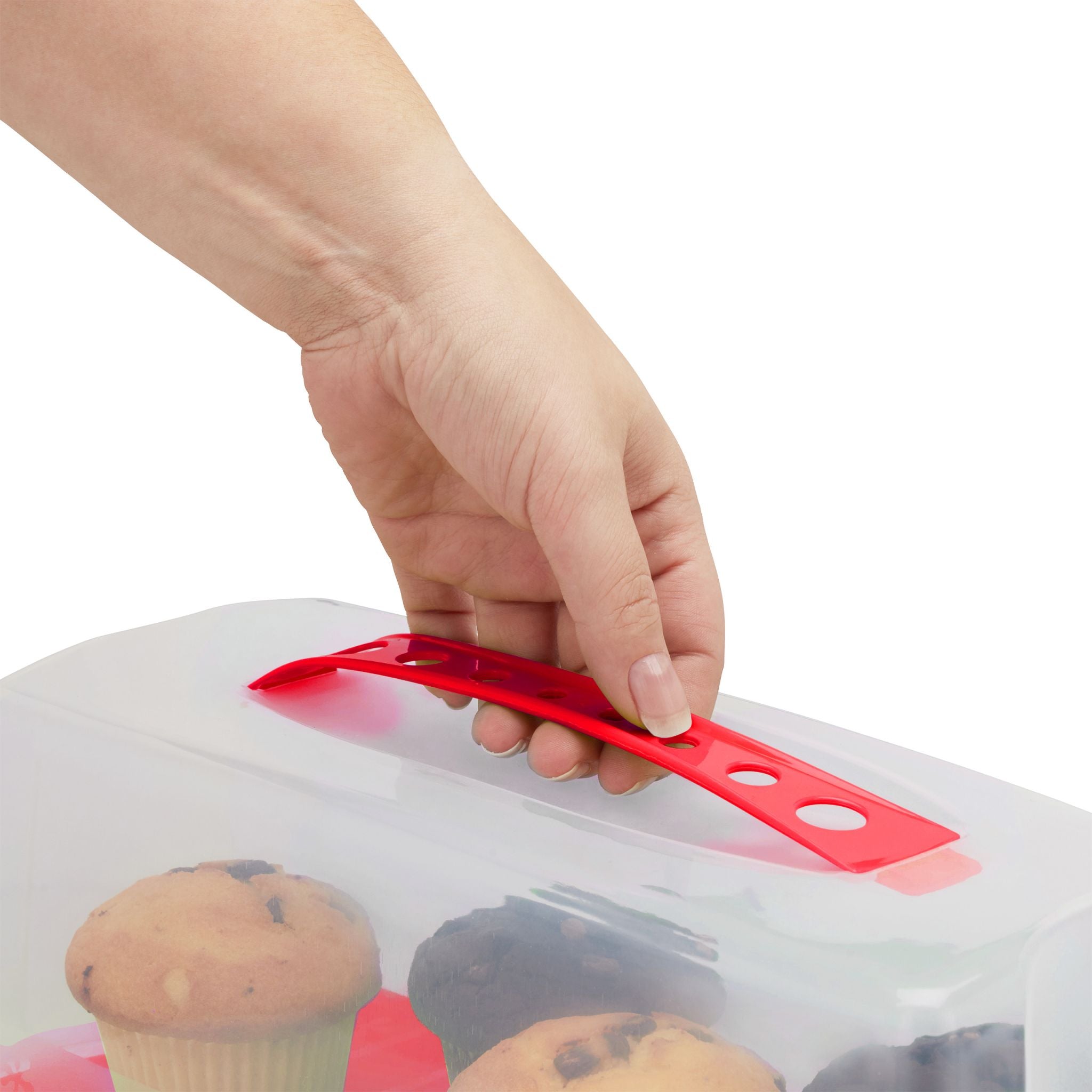 Eckige Kuchenbox Rot-Transparent von Relaxdays