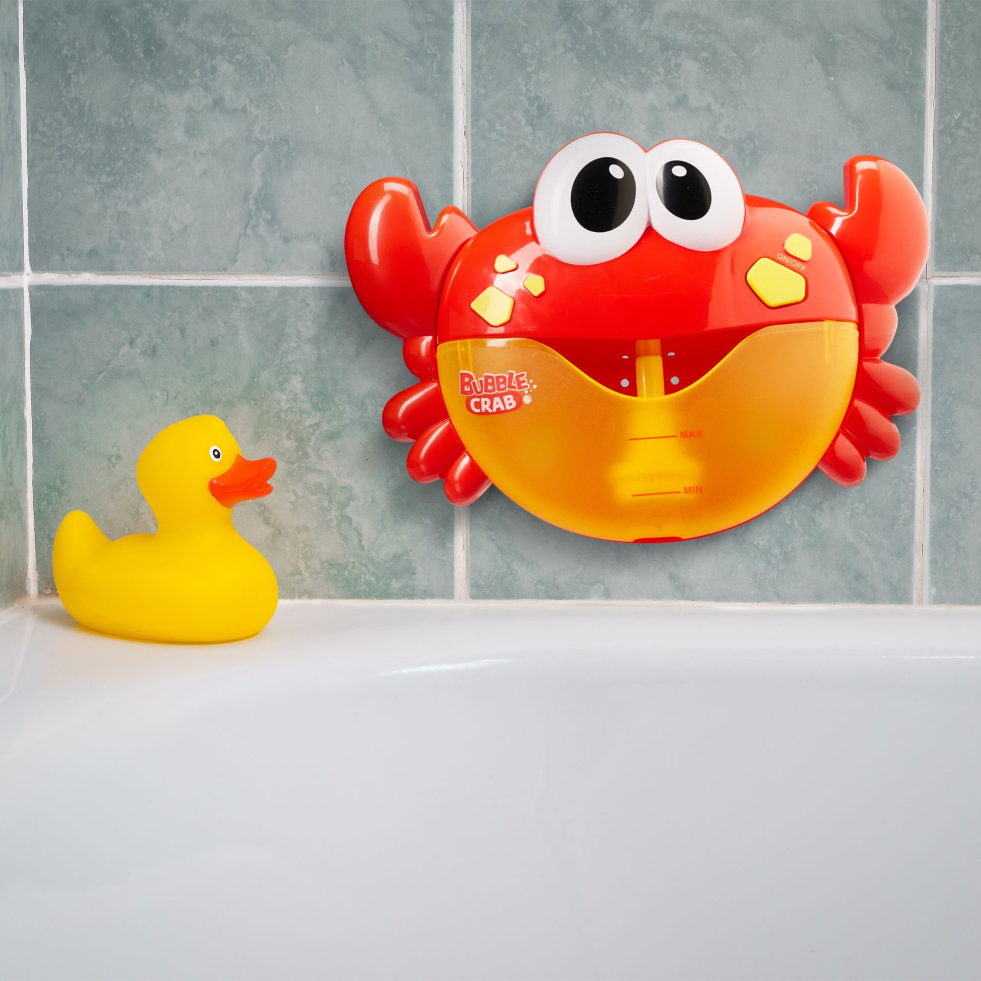 Badewannenspielzeug Krabbe Weiss-Gelb-Rot von Relaxdays