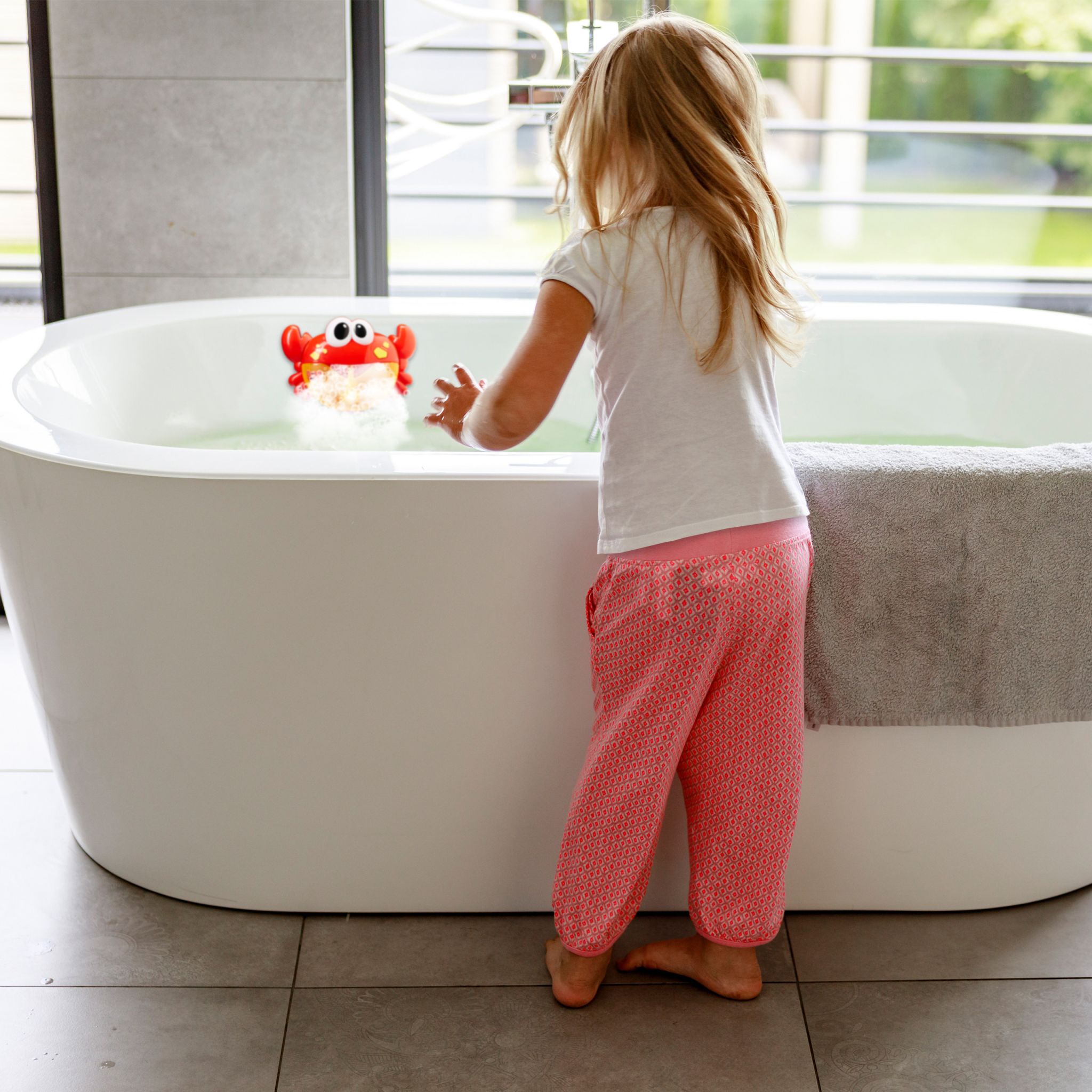 Badewannenspielzeug Krabbe Weiss-Gelb-Rot von Relaxdays