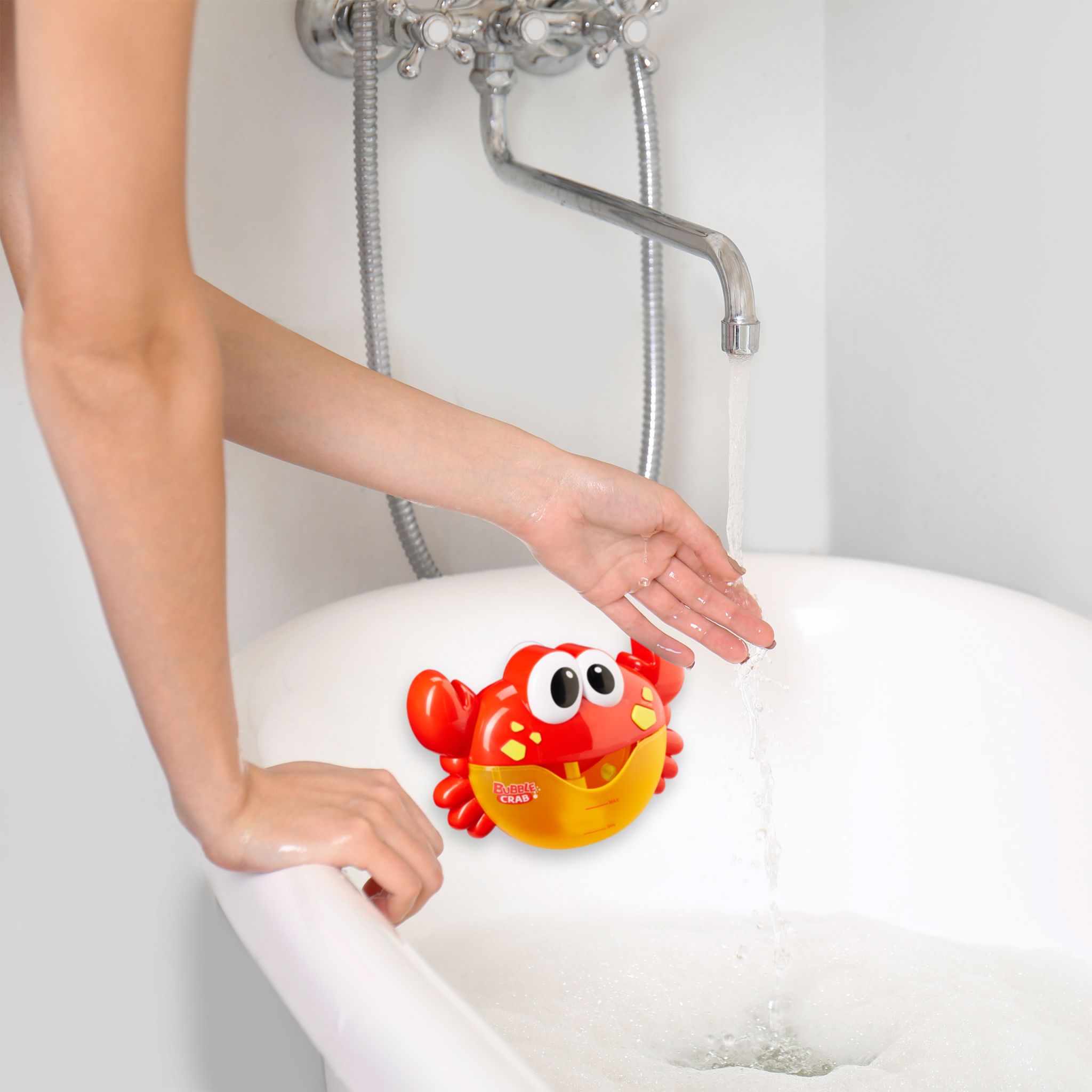 Badewannenspielzeug Krabbe Weiss-Gelb-Rot von Relaxdays