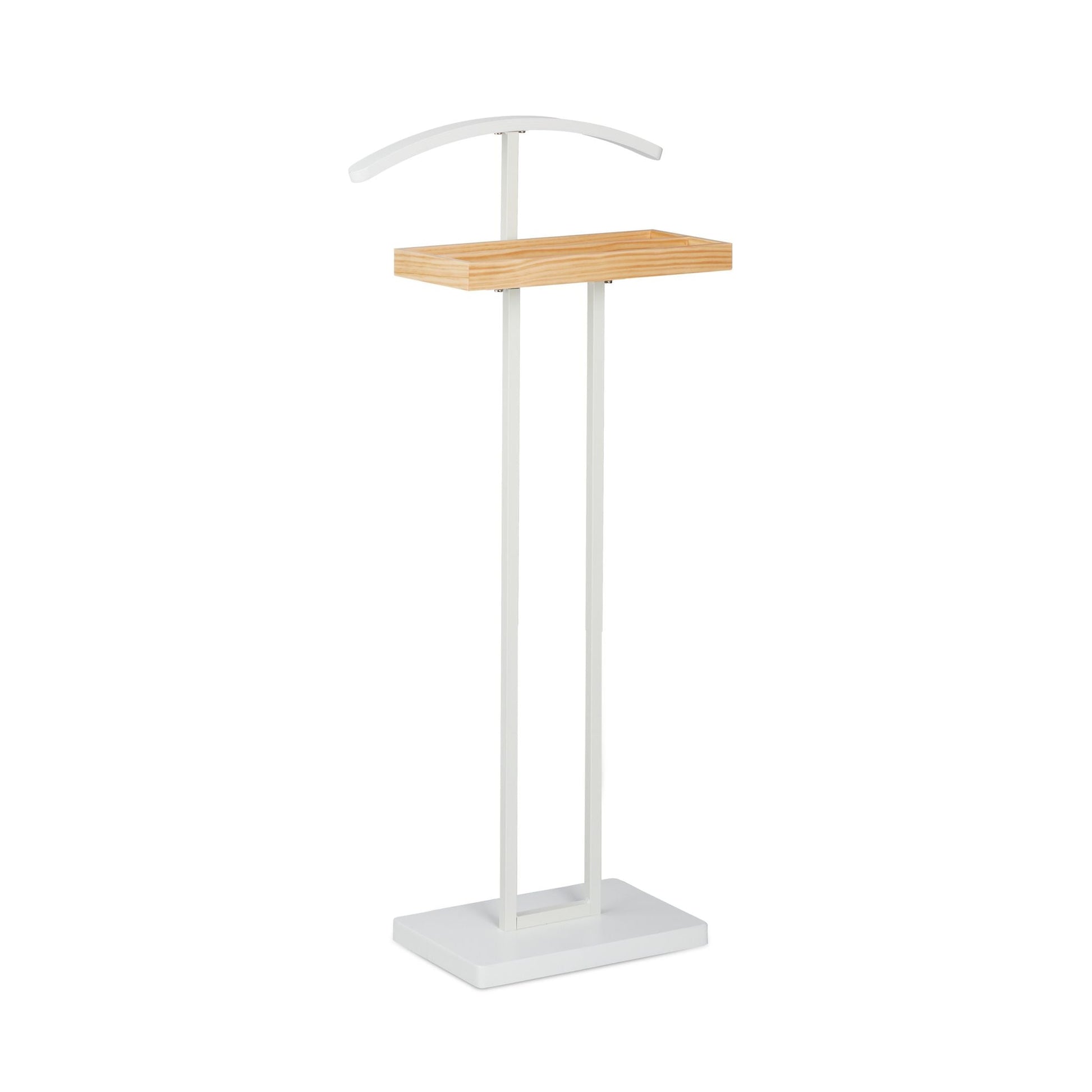 Stummer Diener mit Ablage Weiss-Hellbraun von Relaxdays