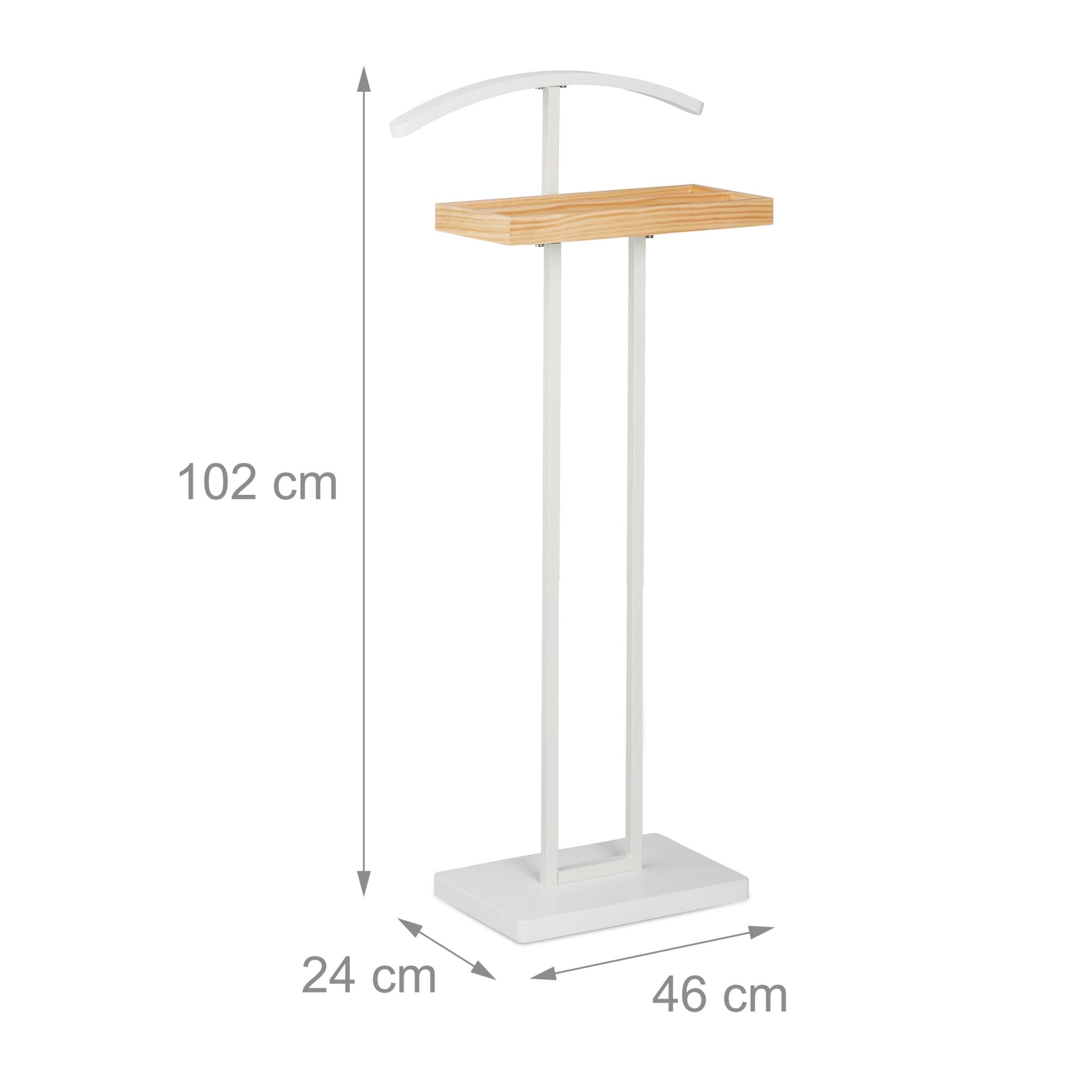 Stummer Diener mit Ablage Weiss-Hellbraun von Relaxdays