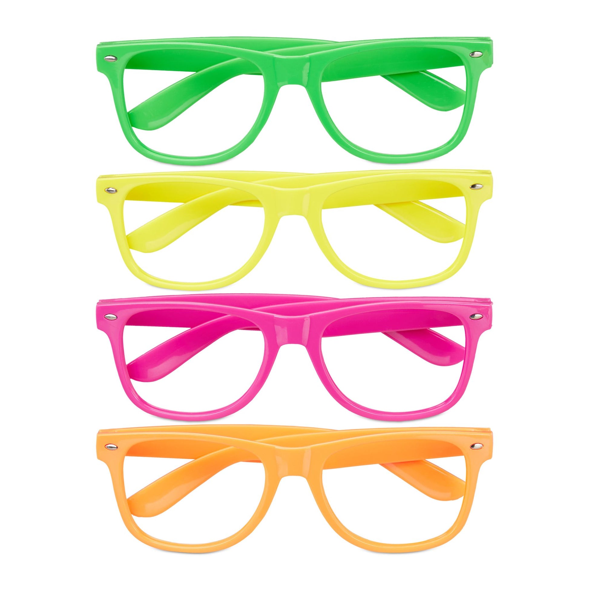 Bunte Partybrille 4er-Set Gelb-Grün-Pink von Relaxdays