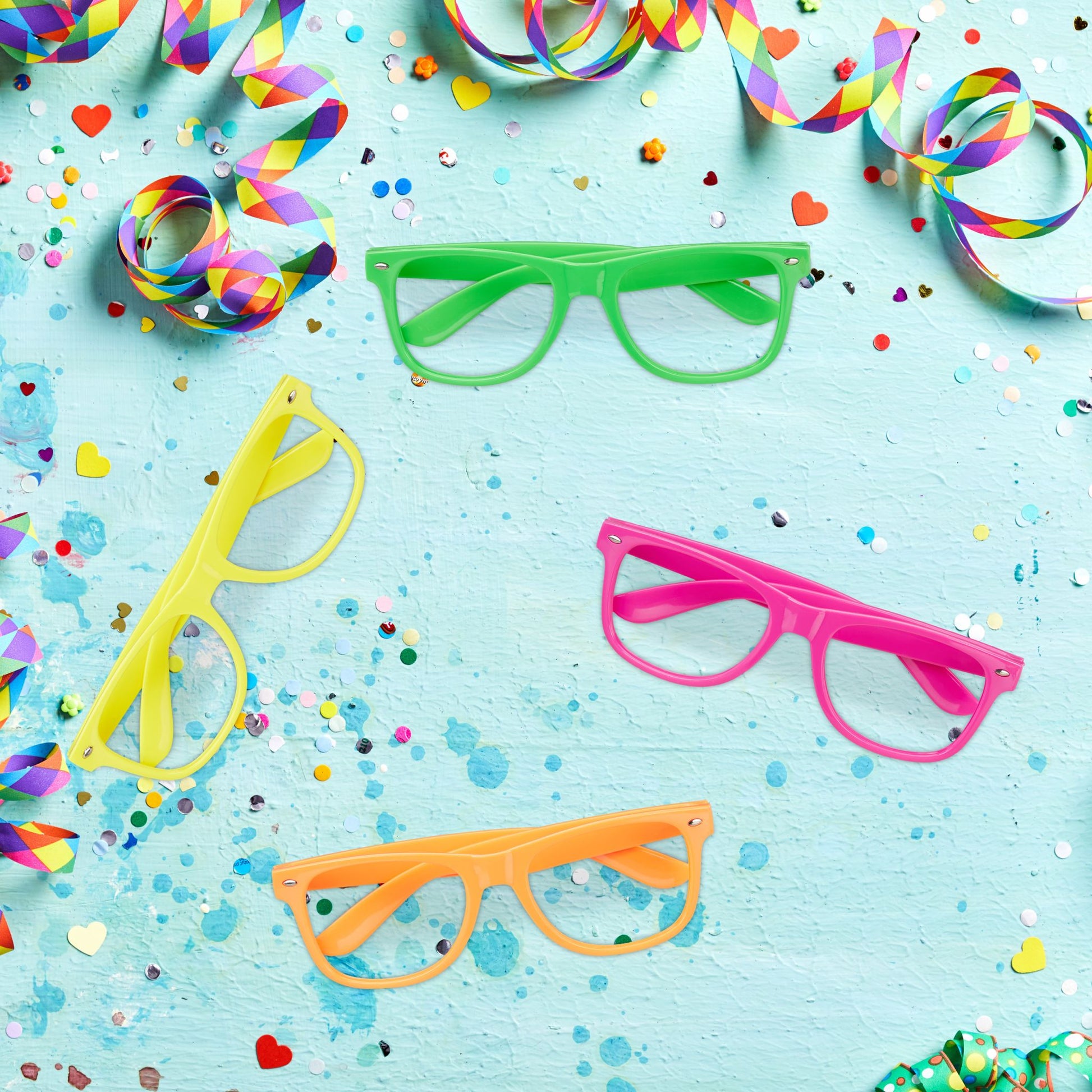 Bunte Partybrille 4er-Set Gelb-Grün-Pink von Relaxdays