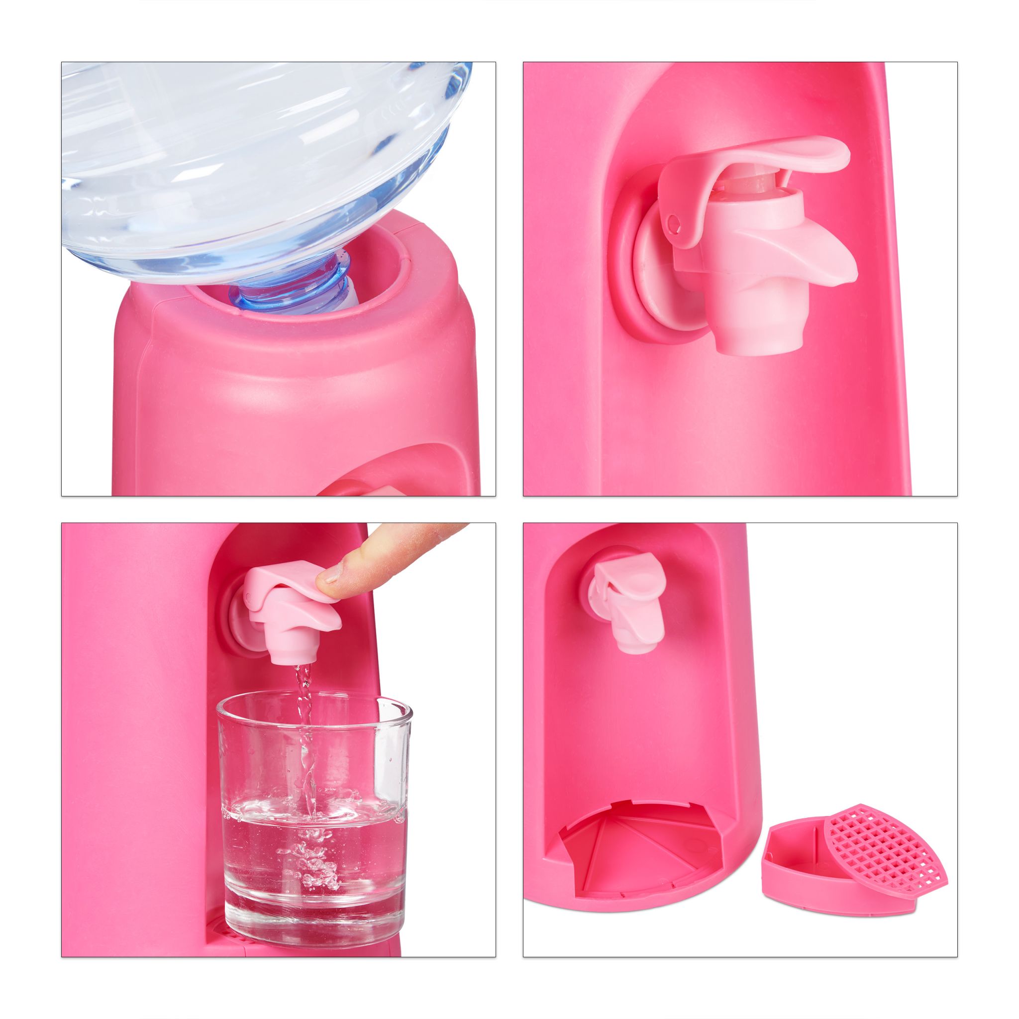 Wasserspender mit Tank Pink-Transparent