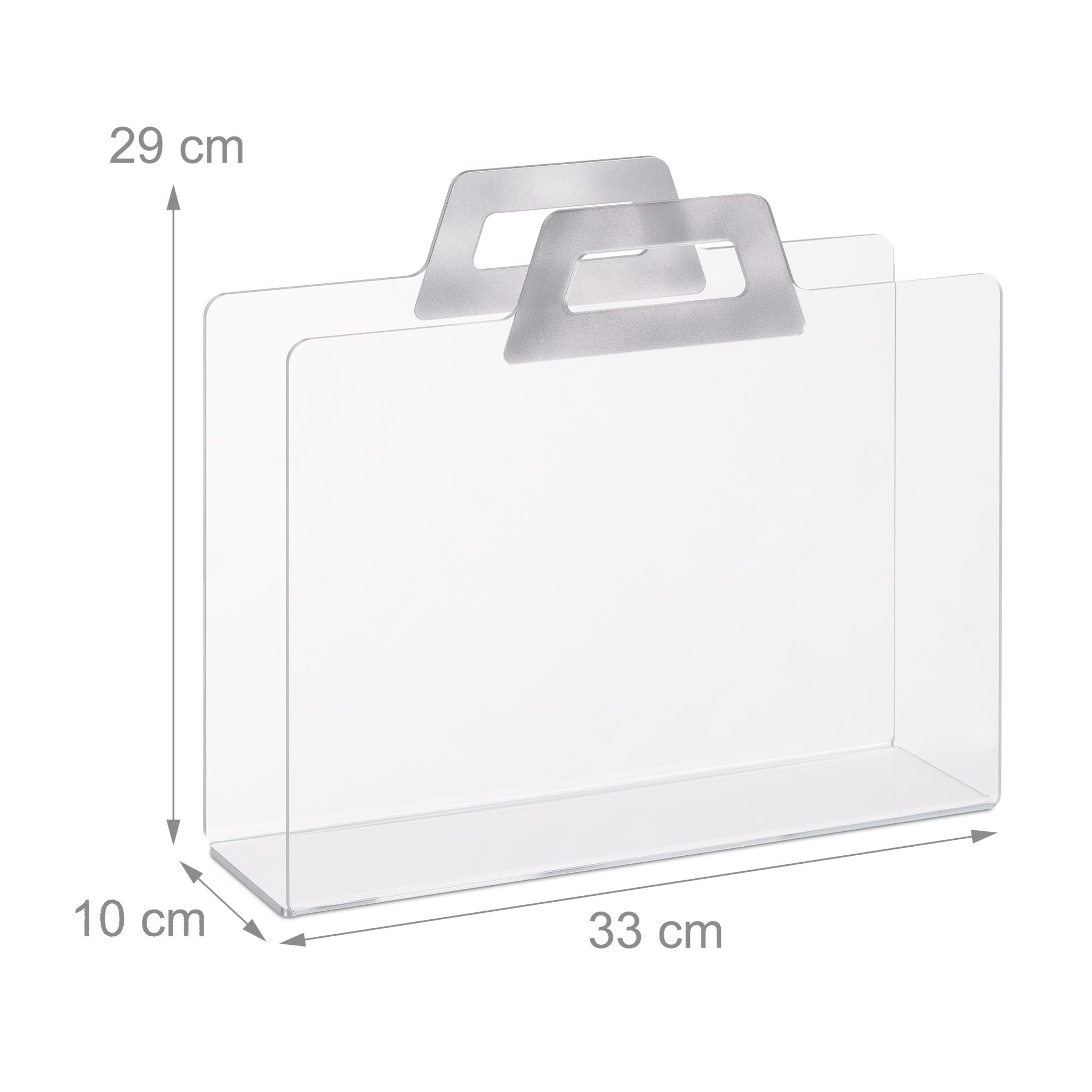 Transparenter Zeitungsständer Acryl Silber-Transparent von Relaxdays