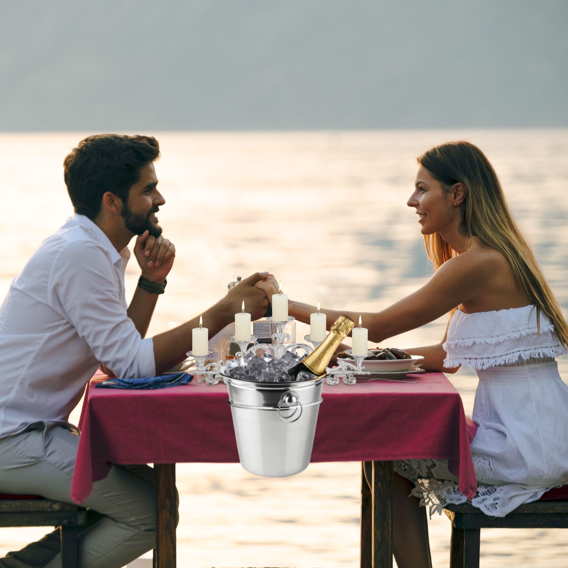 Sektkühlerhalter für den Tisch Silber von Relaxdays