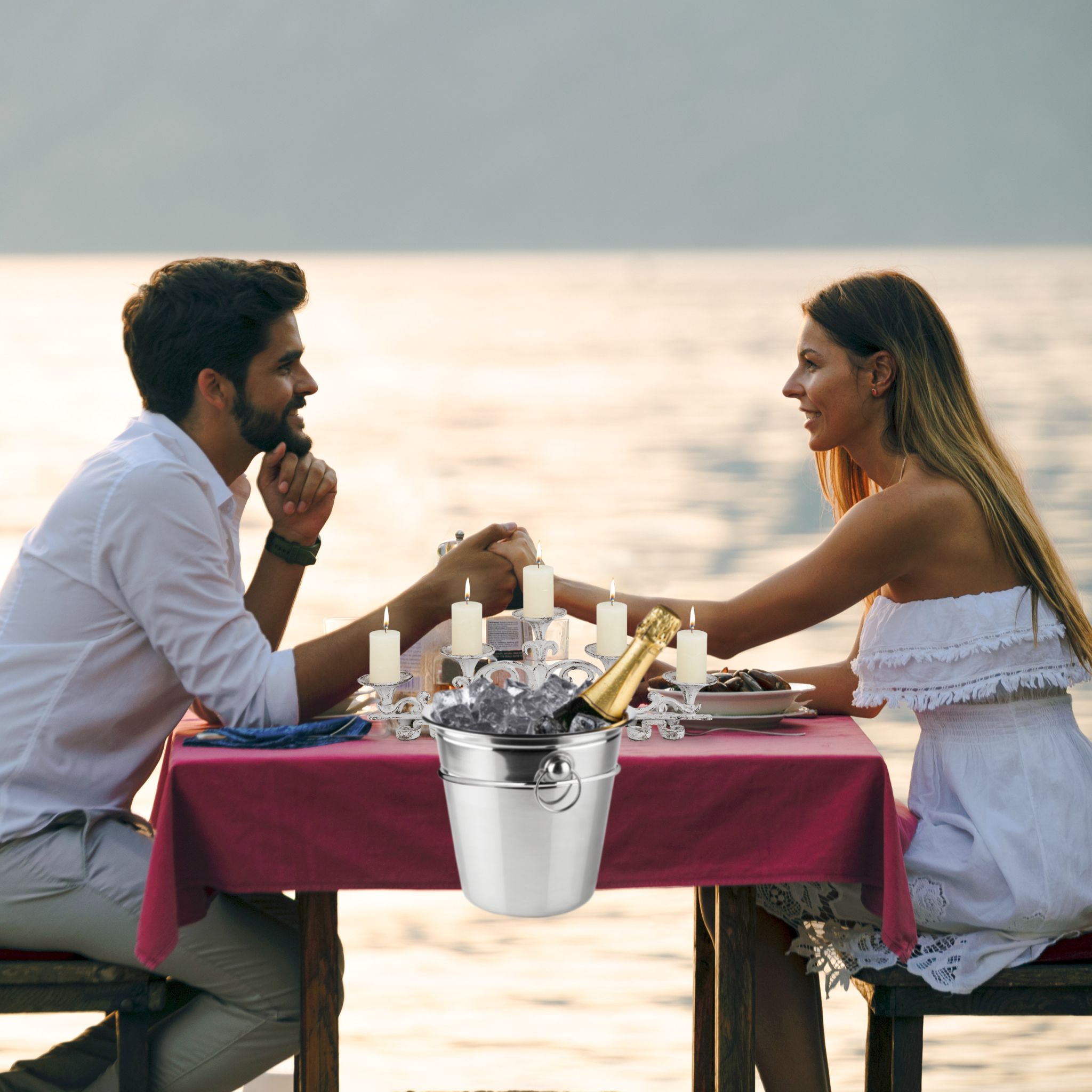 Sektkühlerhalter für den Tisch Silber von Relaxdays