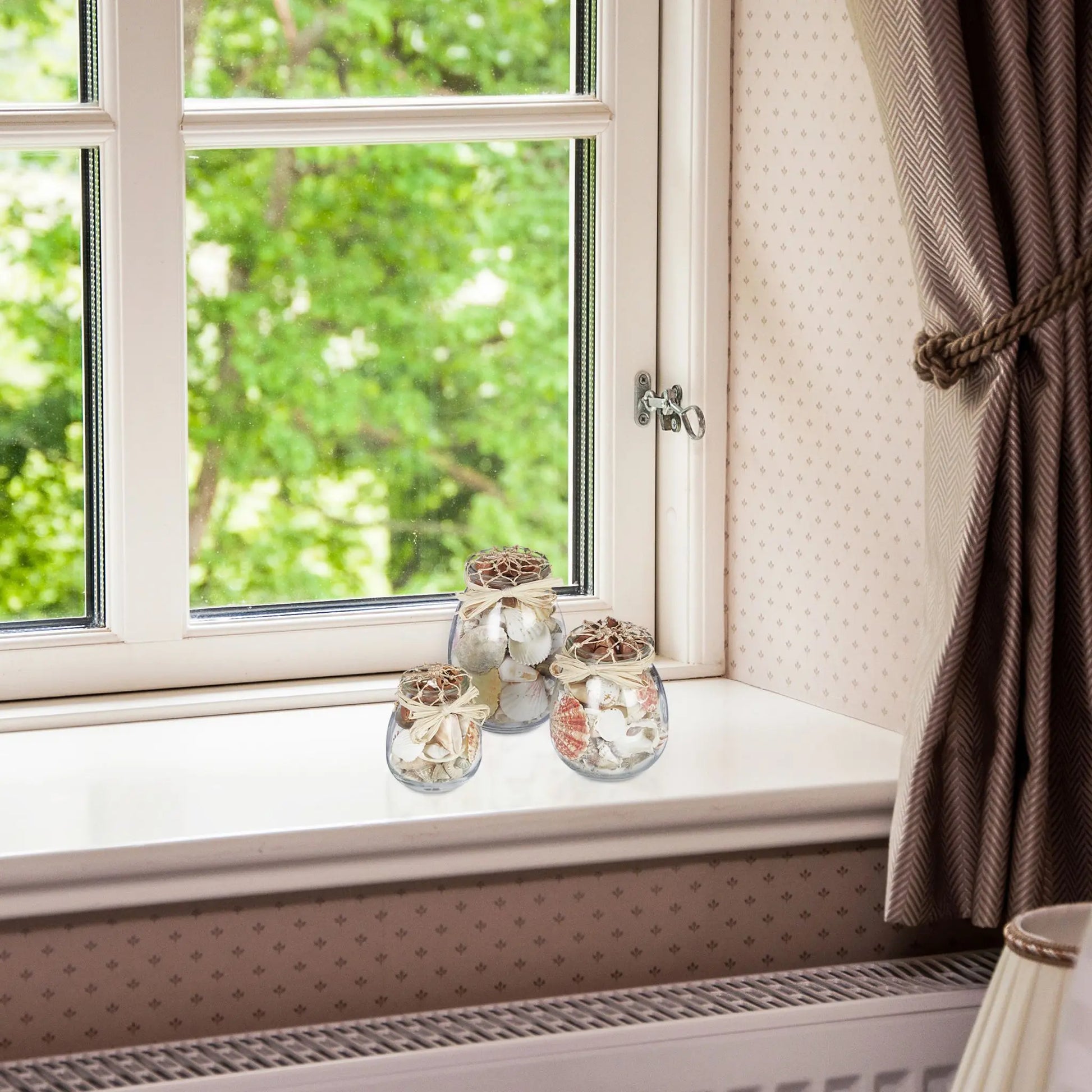 Muschel Deko 3er-Set Creme-Transparent von Relaxdays
