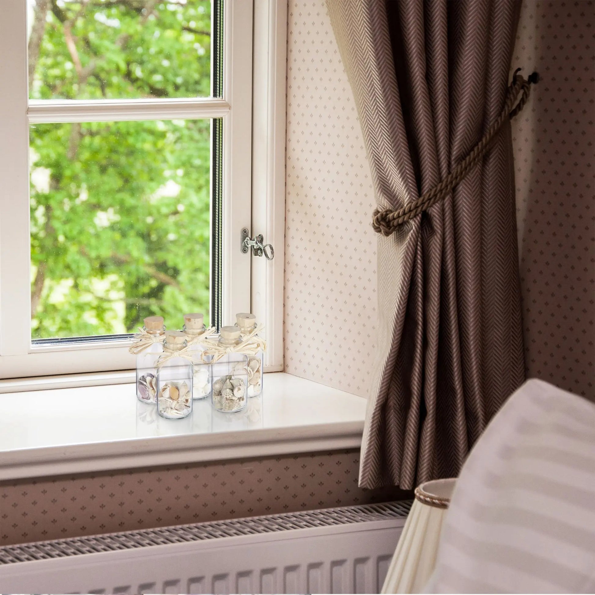 Muschel Deko in Fläschchen Beige-Creme-Transparent von Relaxdays