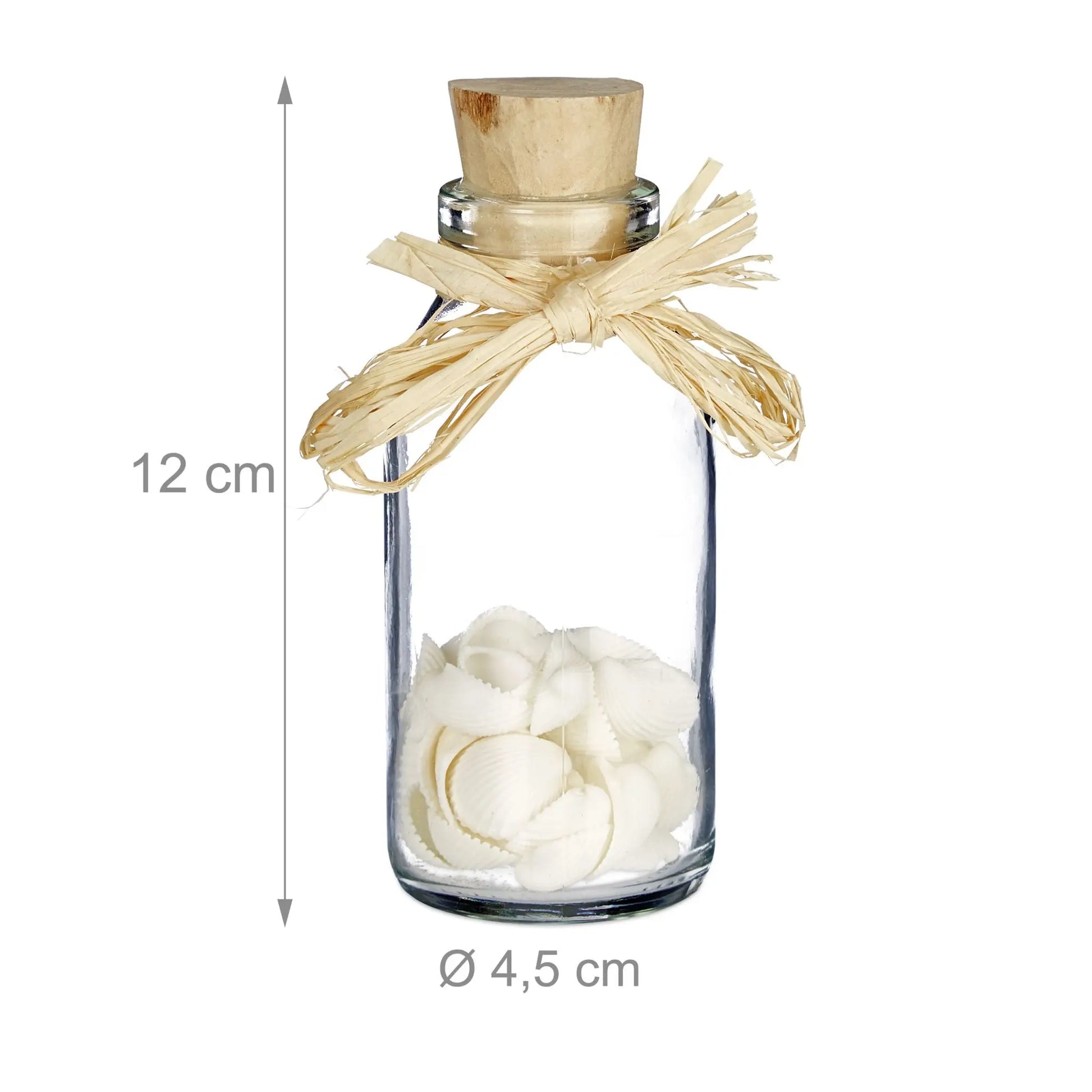 Muschel Deko in Fläschchen Beige-Creme-Transparent von Relaxdays