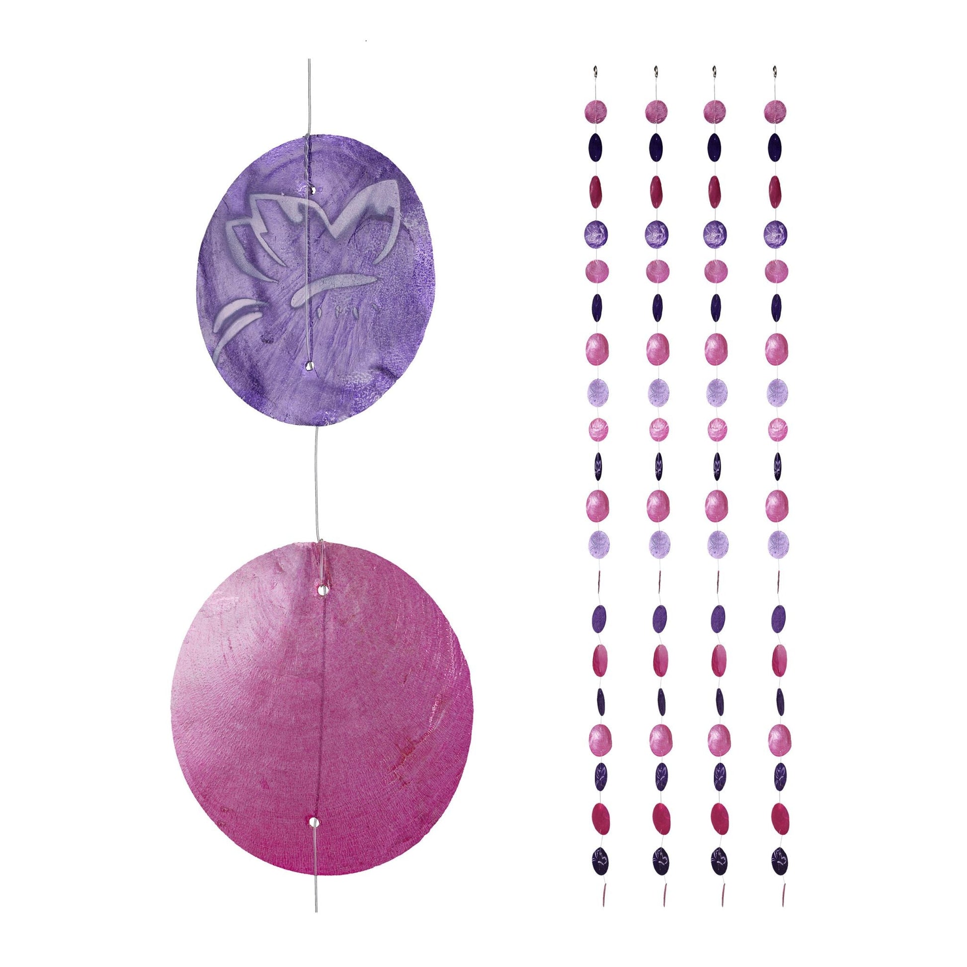 Capiz Girlande 4er-Set Lila-Pink von Relaxdays
