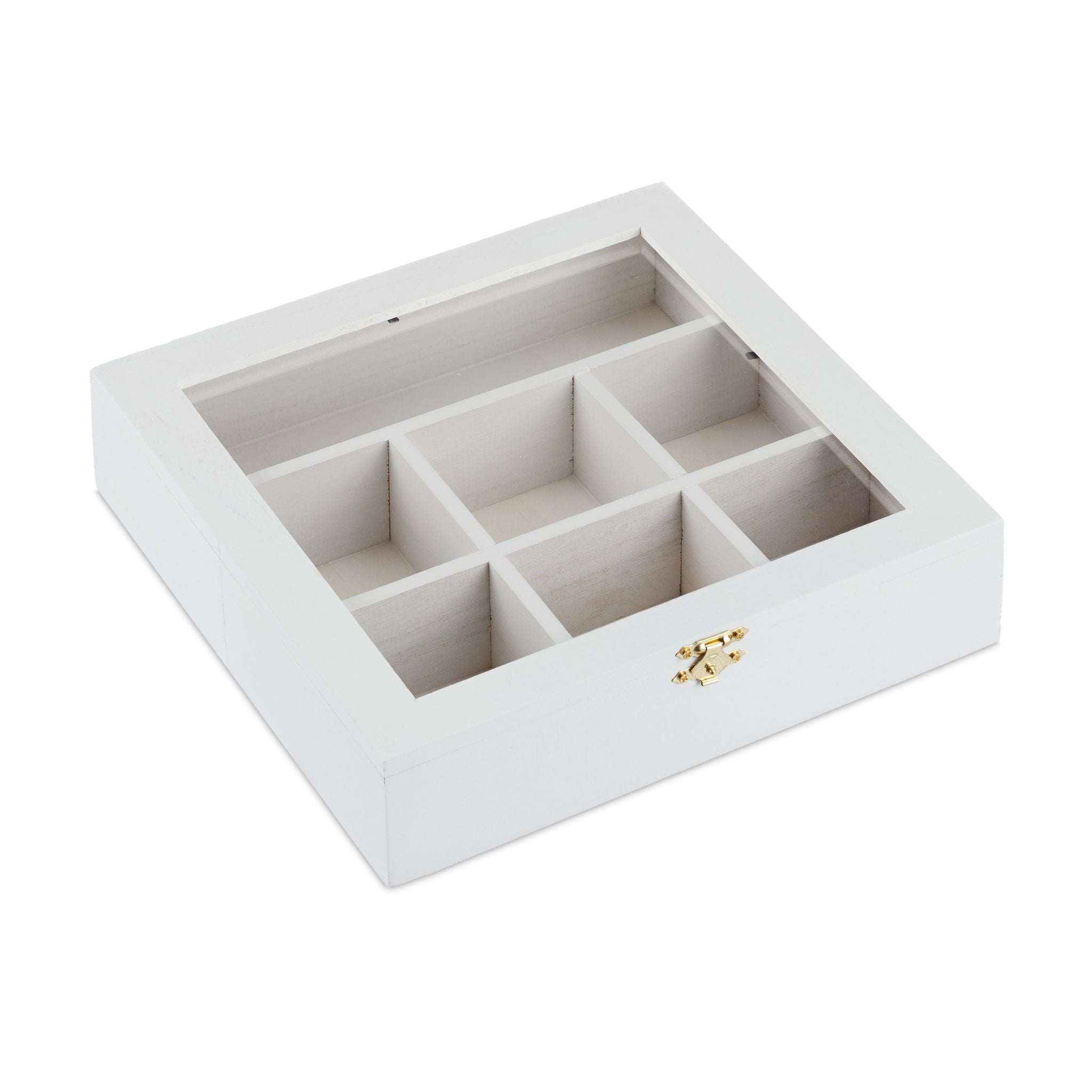 Teebox in Holzoptik Weiss-Silber-Transparent von Relaxdays