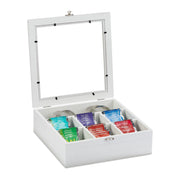 Teebox in Holzoptik Weiss-Silber-Transparent von Relaxdays