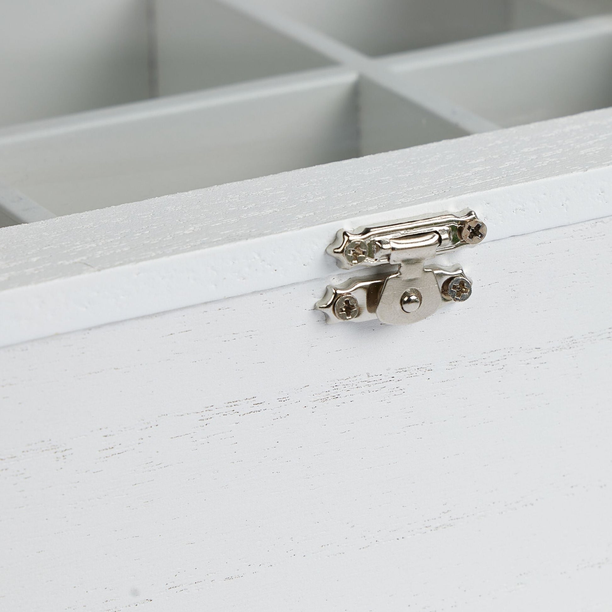 Teebox in Holzoptik Weiss-Silber-Transparent von Relaxdays