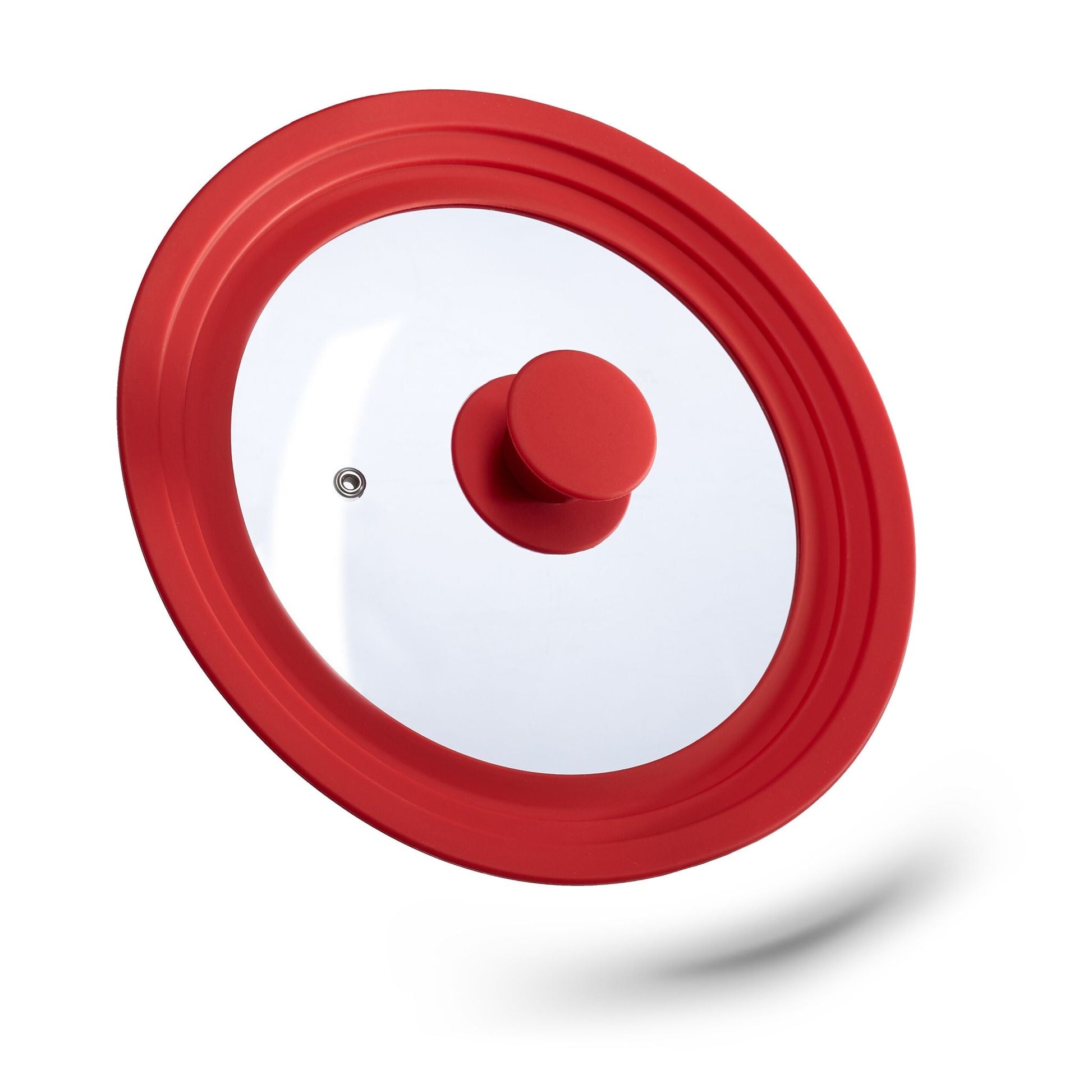 Topfdeckel 20-24cm mit Silikonrand Rot-Transparent von Relaxdays