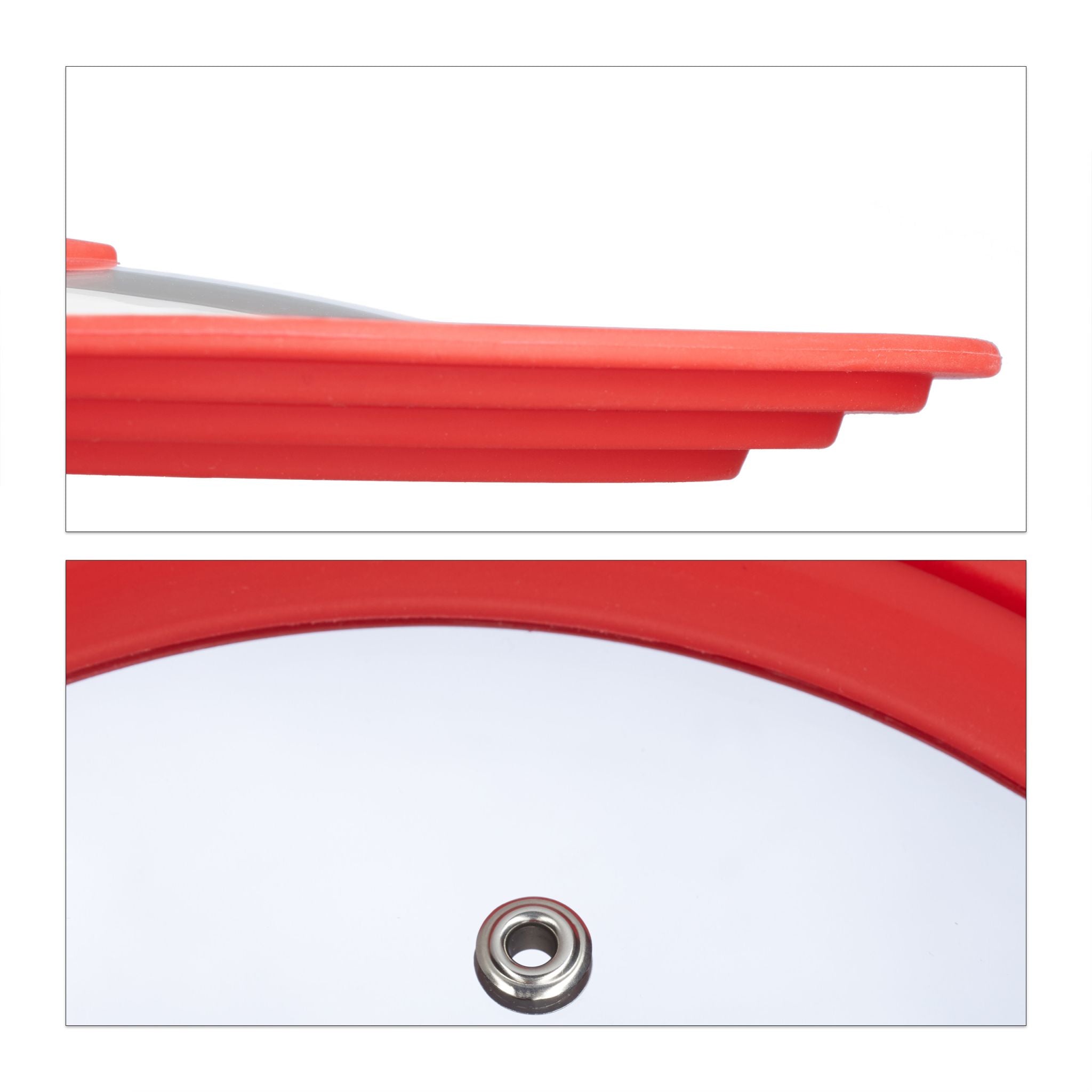 Universal Topfdeckel 22-26cm Silikon Rot-Transparent von Relaxdays