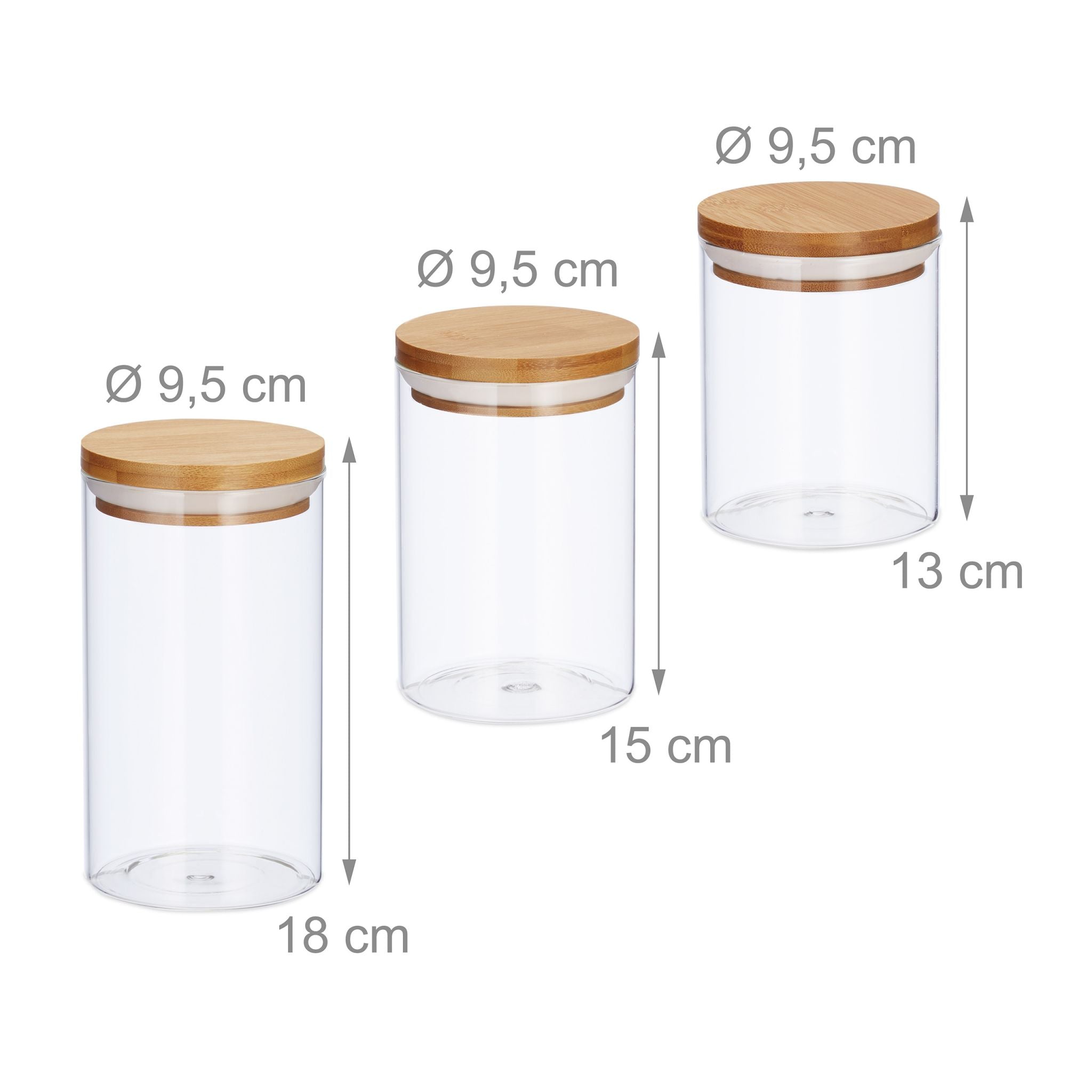 Vorratsdosen Glas 3er-Set Hellbraun-Transparent