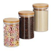 Vorratsdosen Glas 800ml 3er-Set Hellbraun-Transparent
