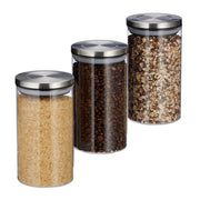 Vorratsglas 3er-Set je 1L Silber-Transparent