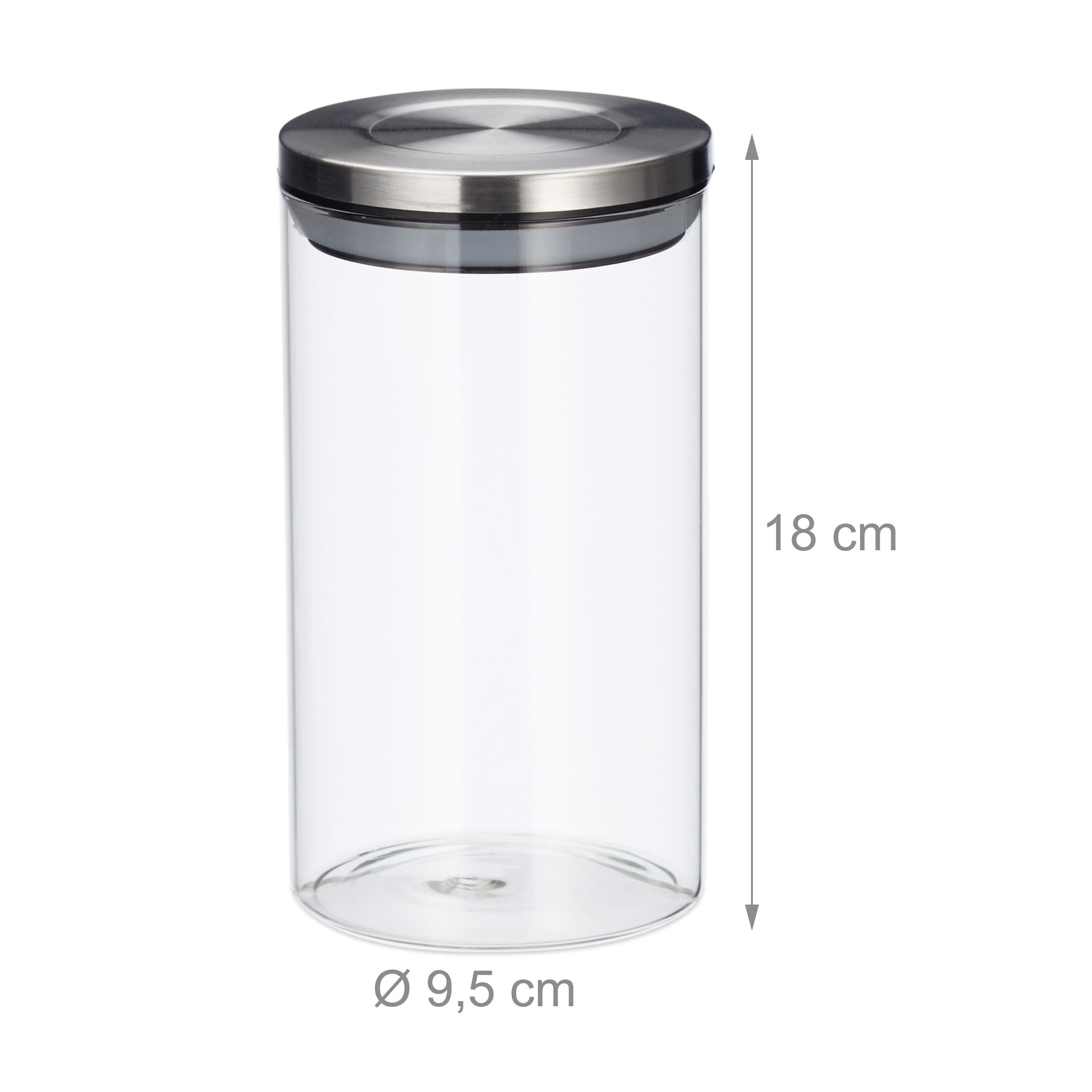 Vorratsglas 3er-Set je 1L Silber-Transparent