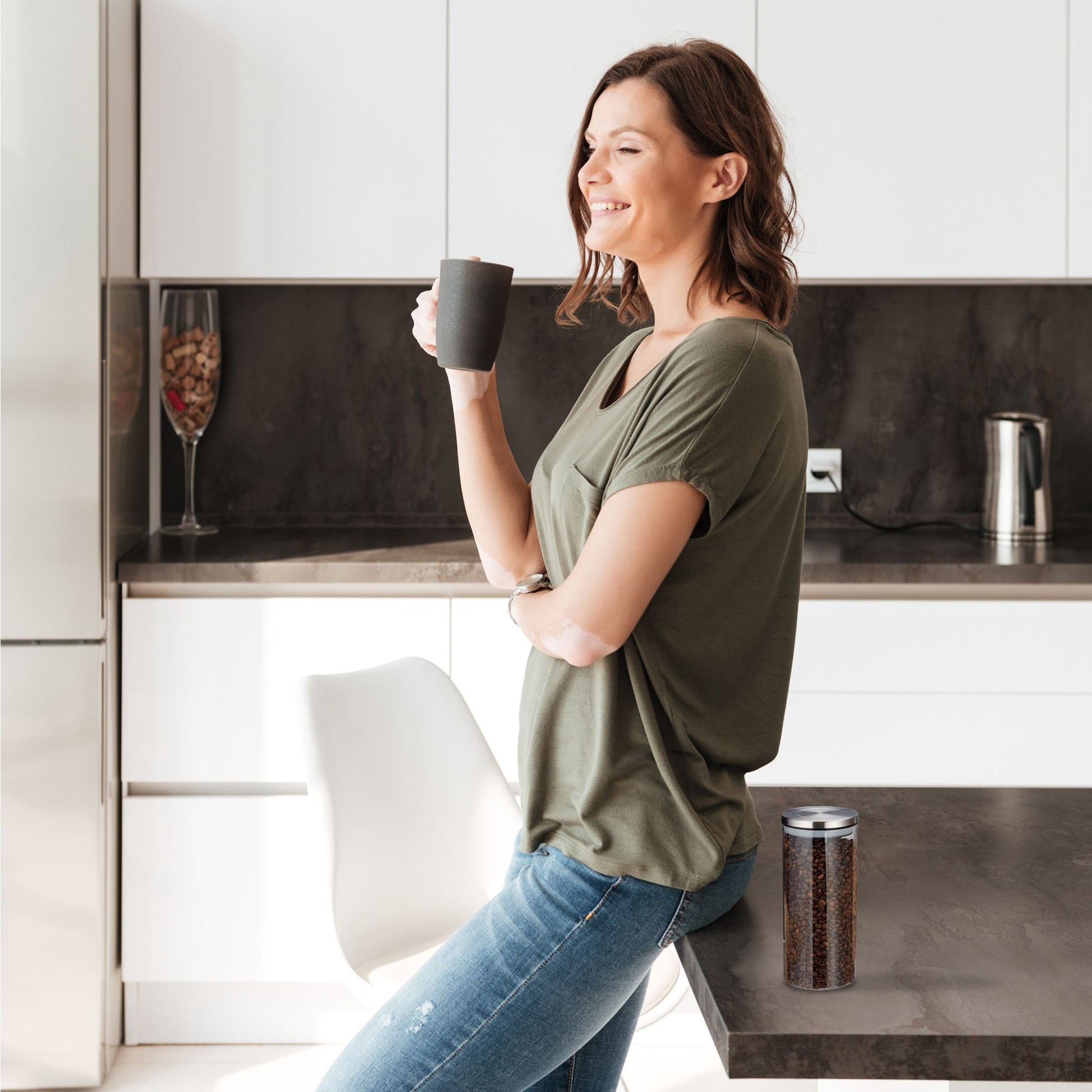 Vorratsglas 3er-Set je 1,3L Silber-Transparent von Relaxdays