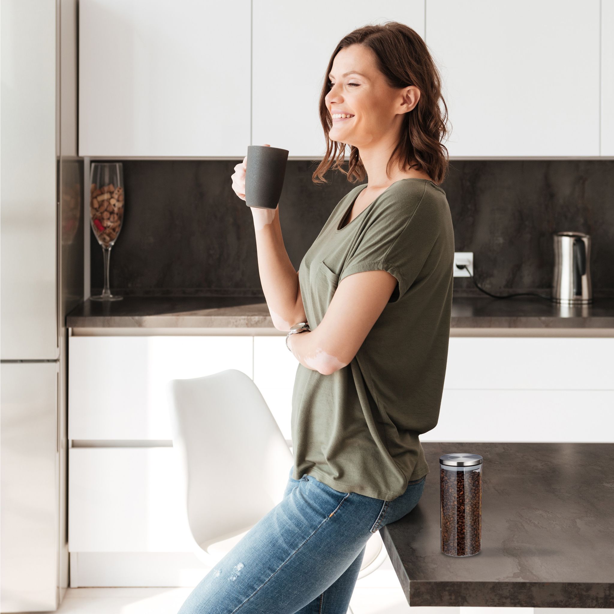 Vorratsglas 3er-Set je 1,3L Silber-Transparent von Relaxdays